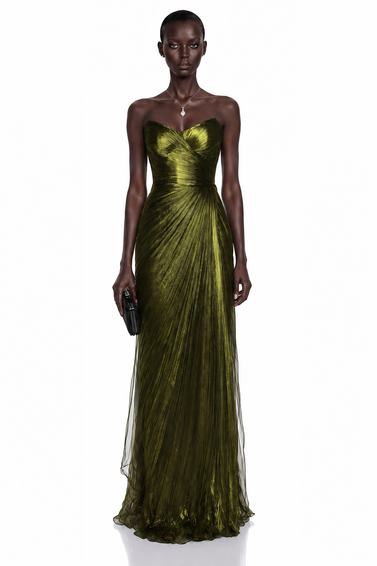 Elif Emerald Green Off Shoulder Ruched Maxi Dress