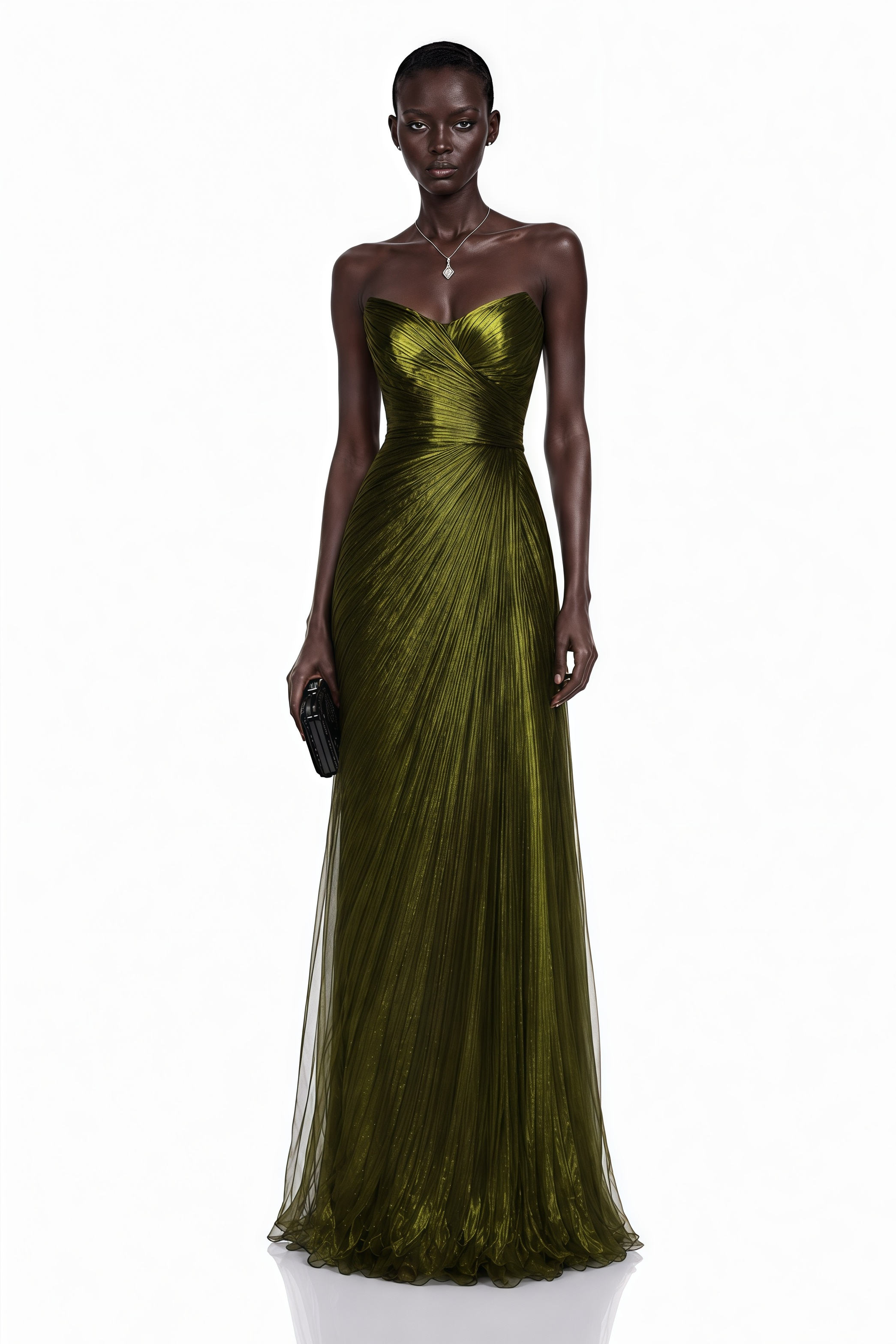 Elif Emerald Green Off Shoulder Ruched Maxi Dress