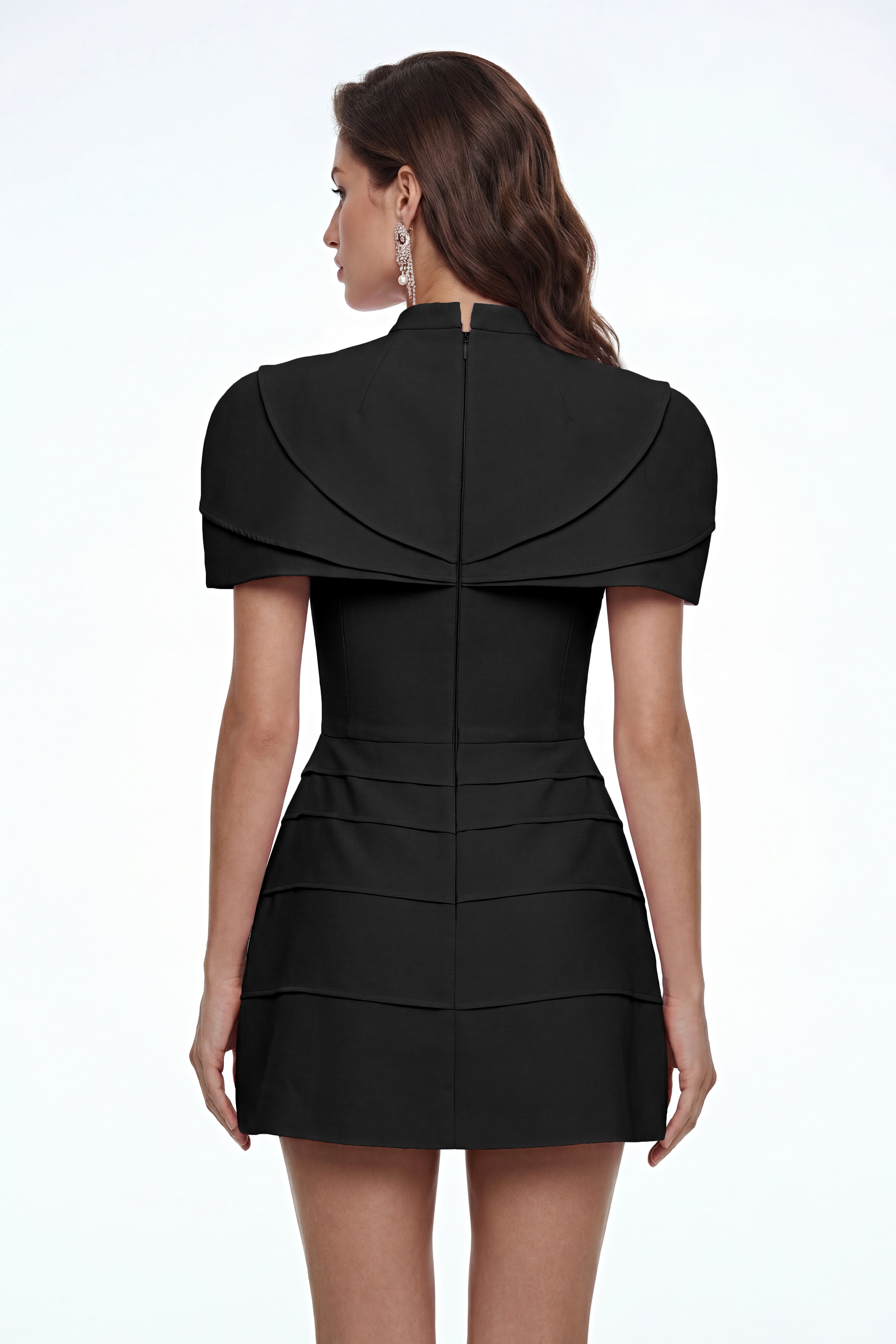 Elina Black Cape Mini Dress