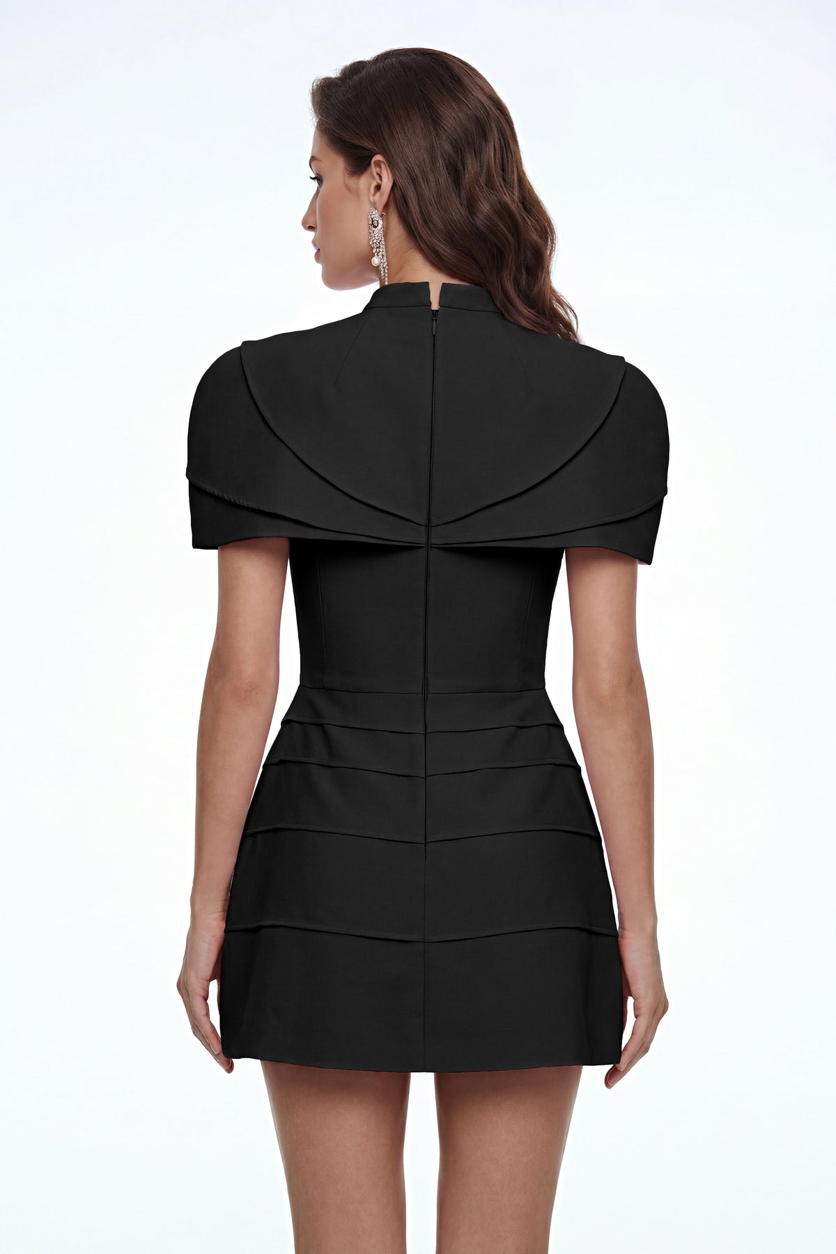 Elina Black Cape Mini Dress