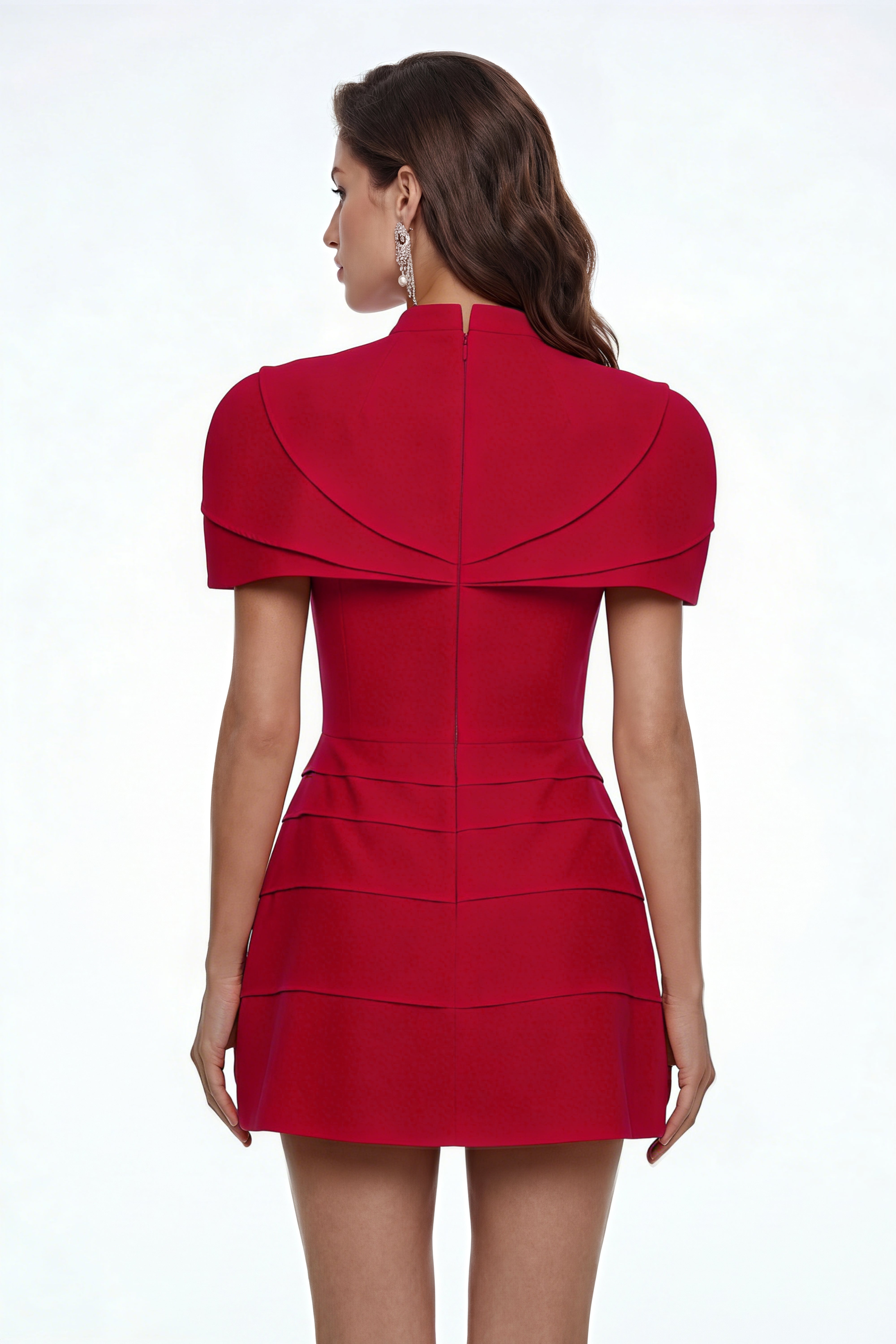 Elina Red Cape Mini Dress