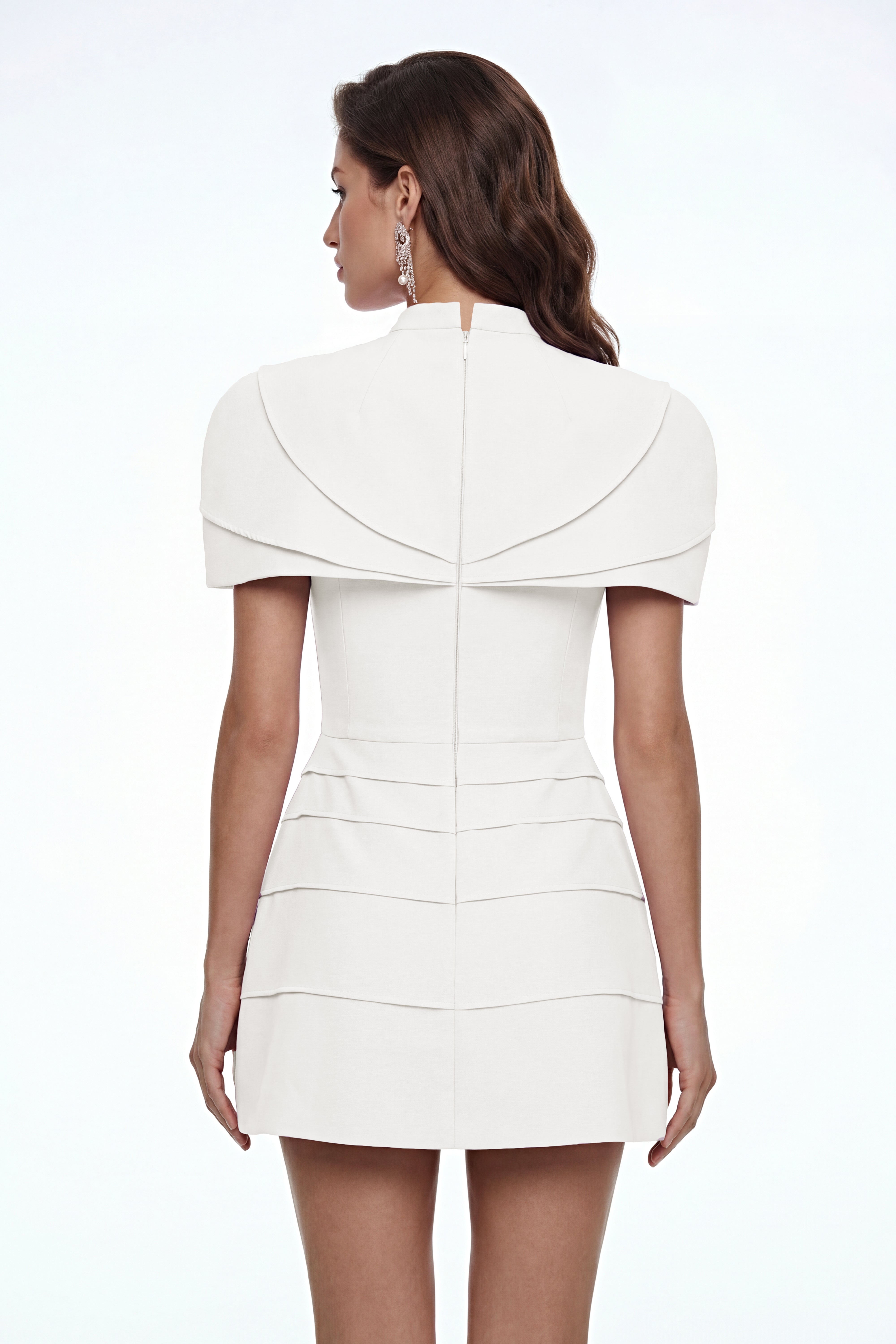 Elina White Cape Mini Dress