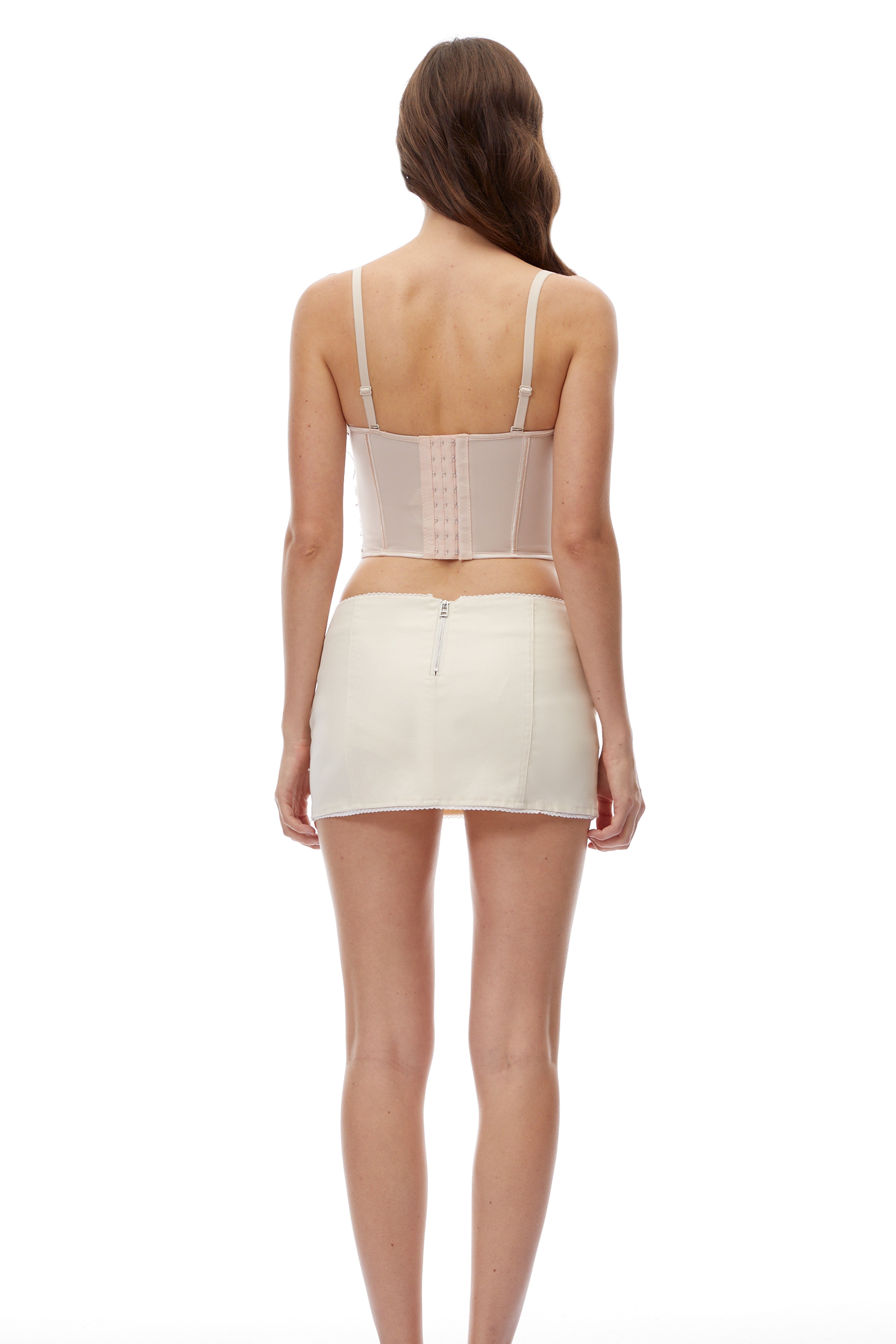 Elodie White Sequin Bustier Top with 3D Florals