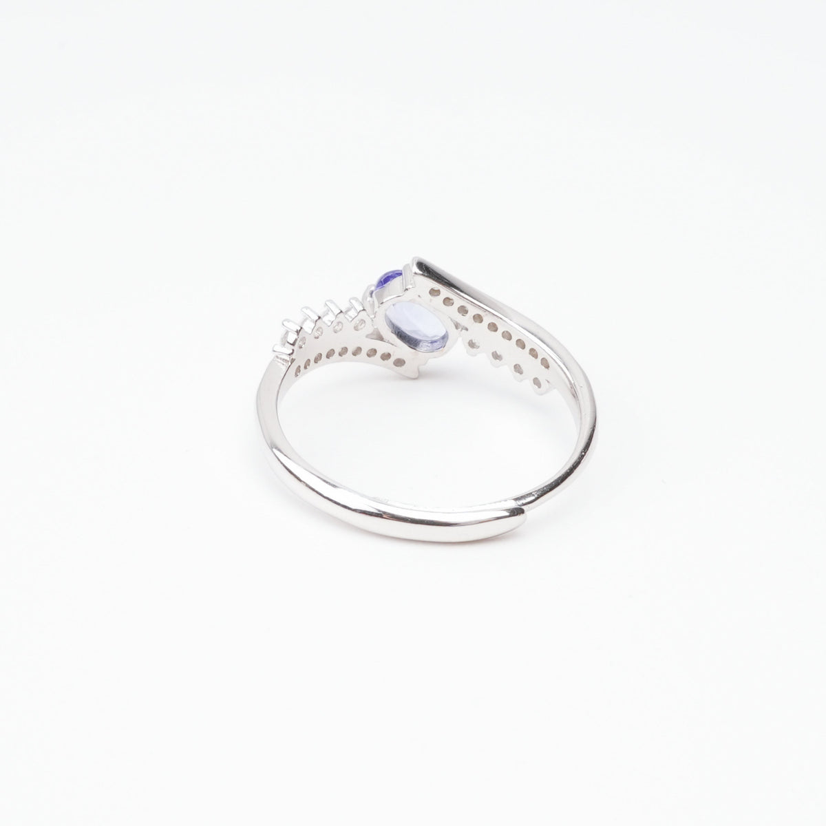 Elspeth Violet Tanzanite Oval Cut Pavé Crystal Sterling Silver Ring