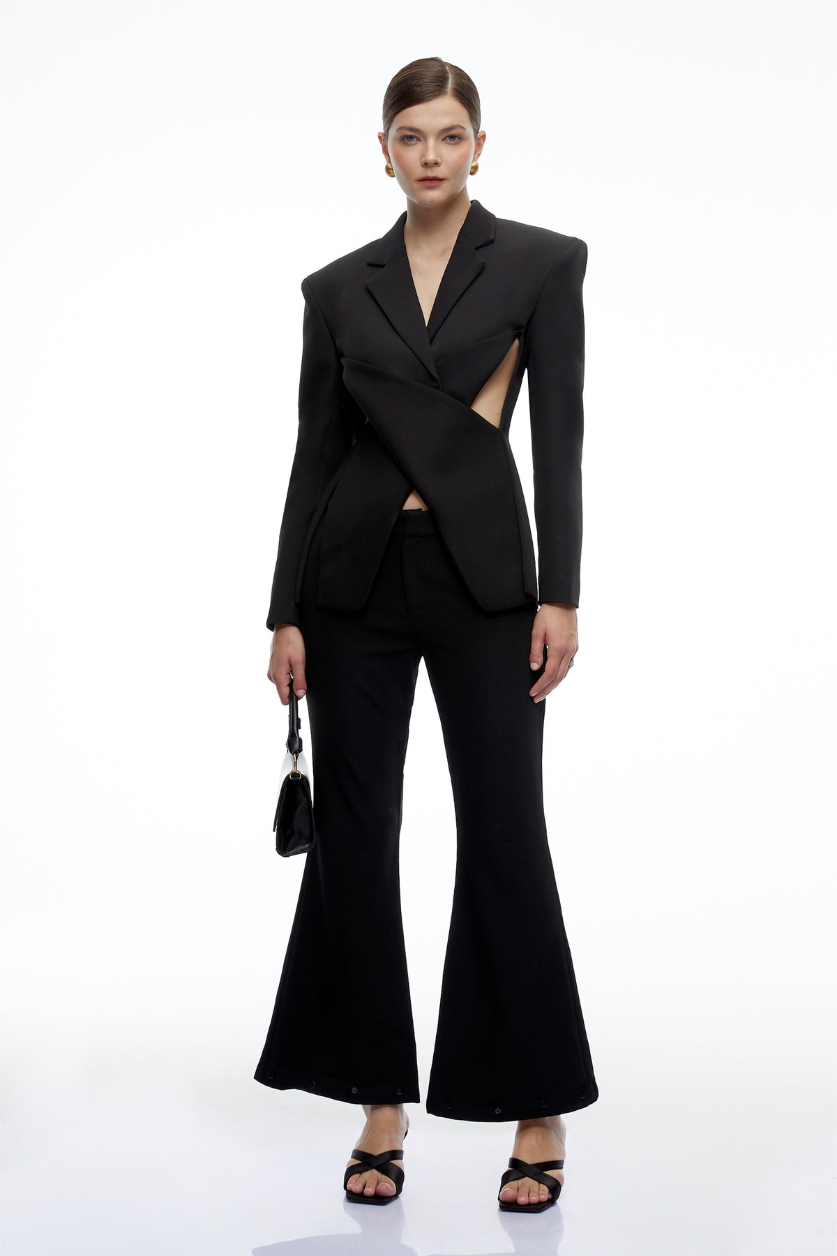 emerie black cut-out tailored blazer