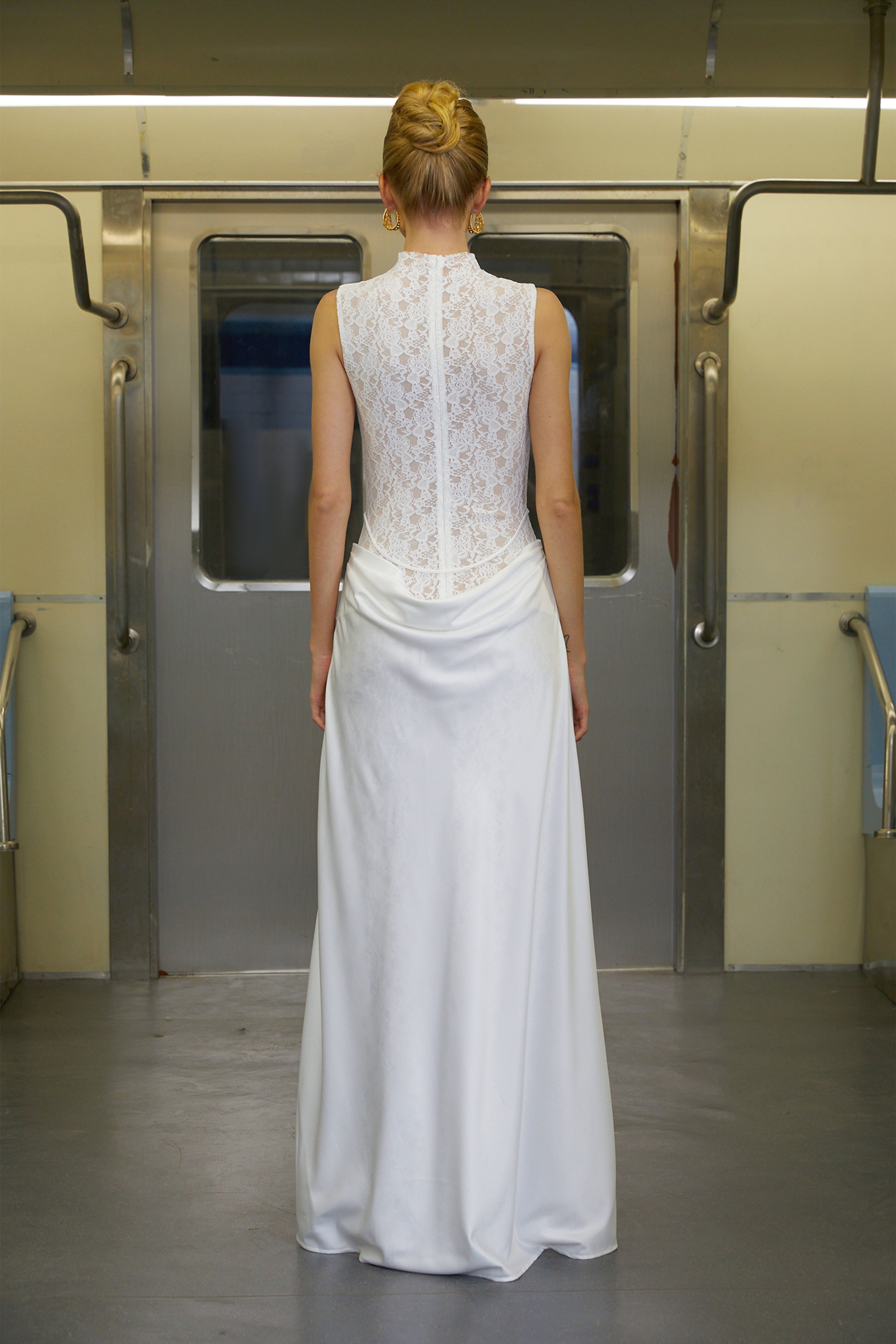 Emilia White Asymmetrical Floral Lace Maxi Dress (Final Sale-US Only)