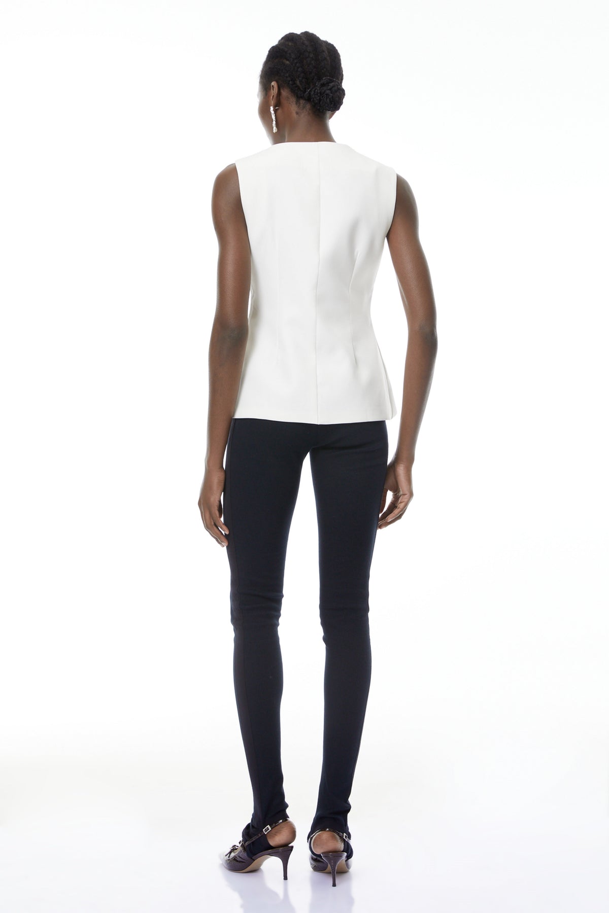 Emma White Waistcoat with Gold Buttons
