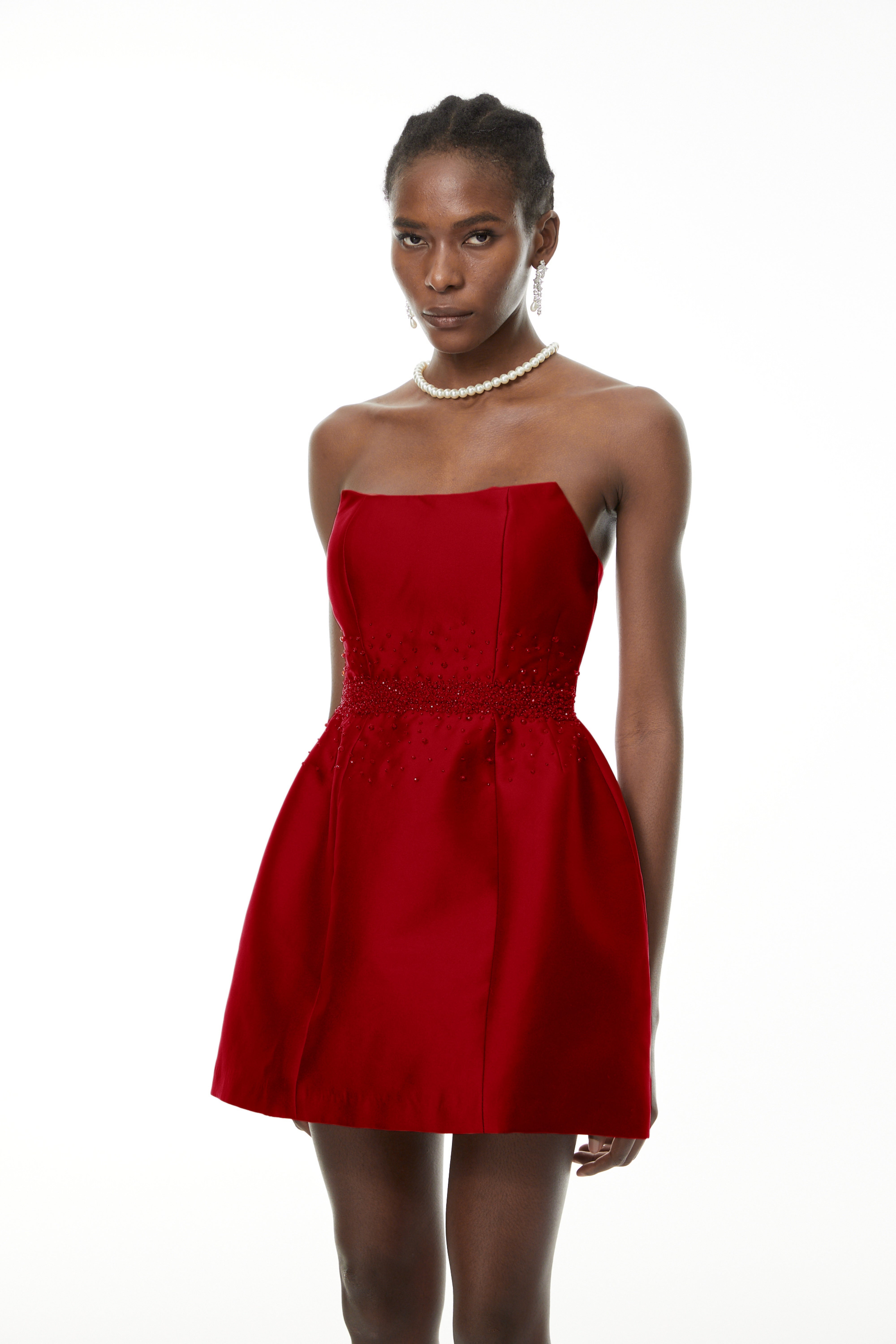 Eneko Red Bead Embellished Mini Dress (Final Sale)