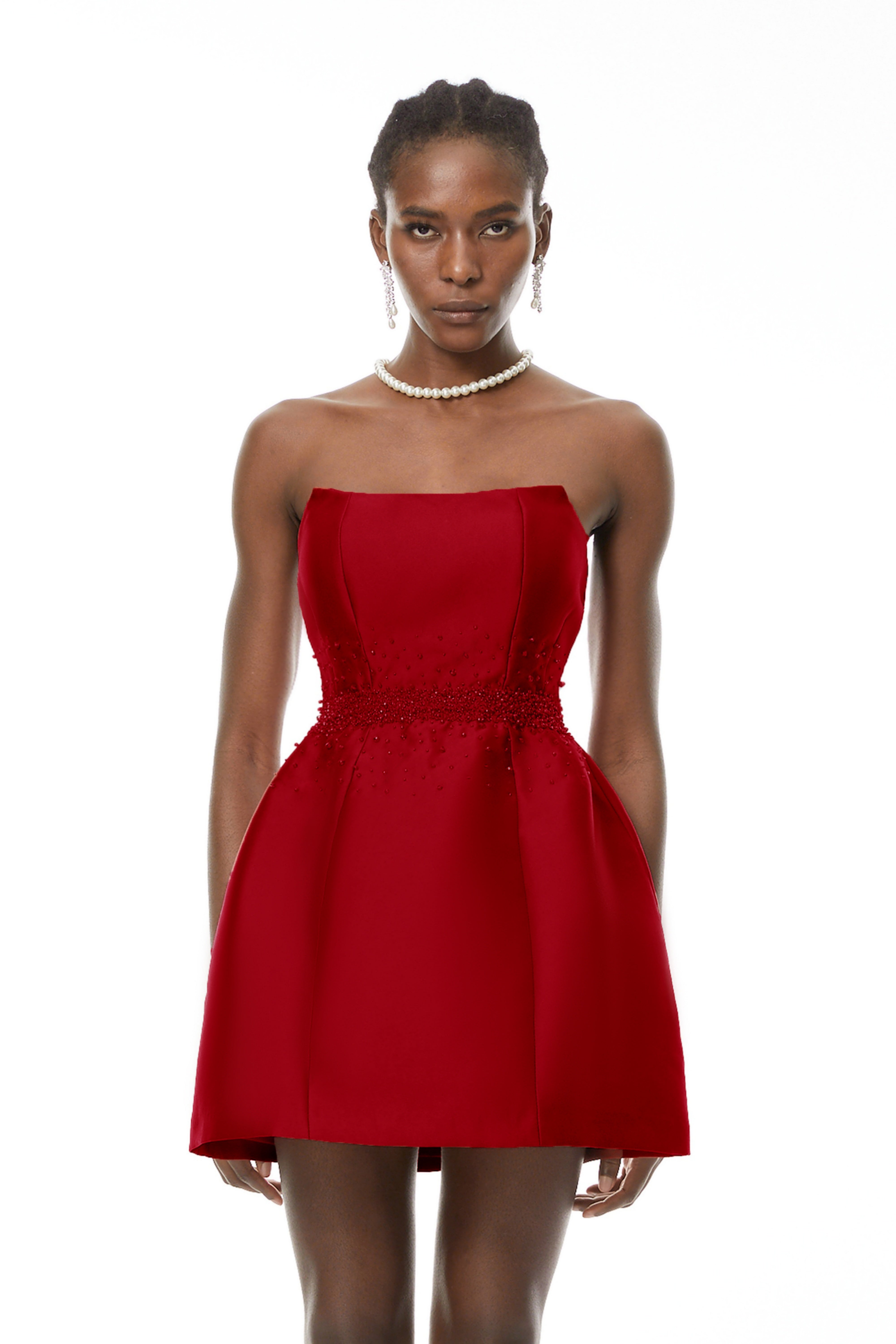 Eneko Red Bead Embellished Mini Dress (Final Sale)