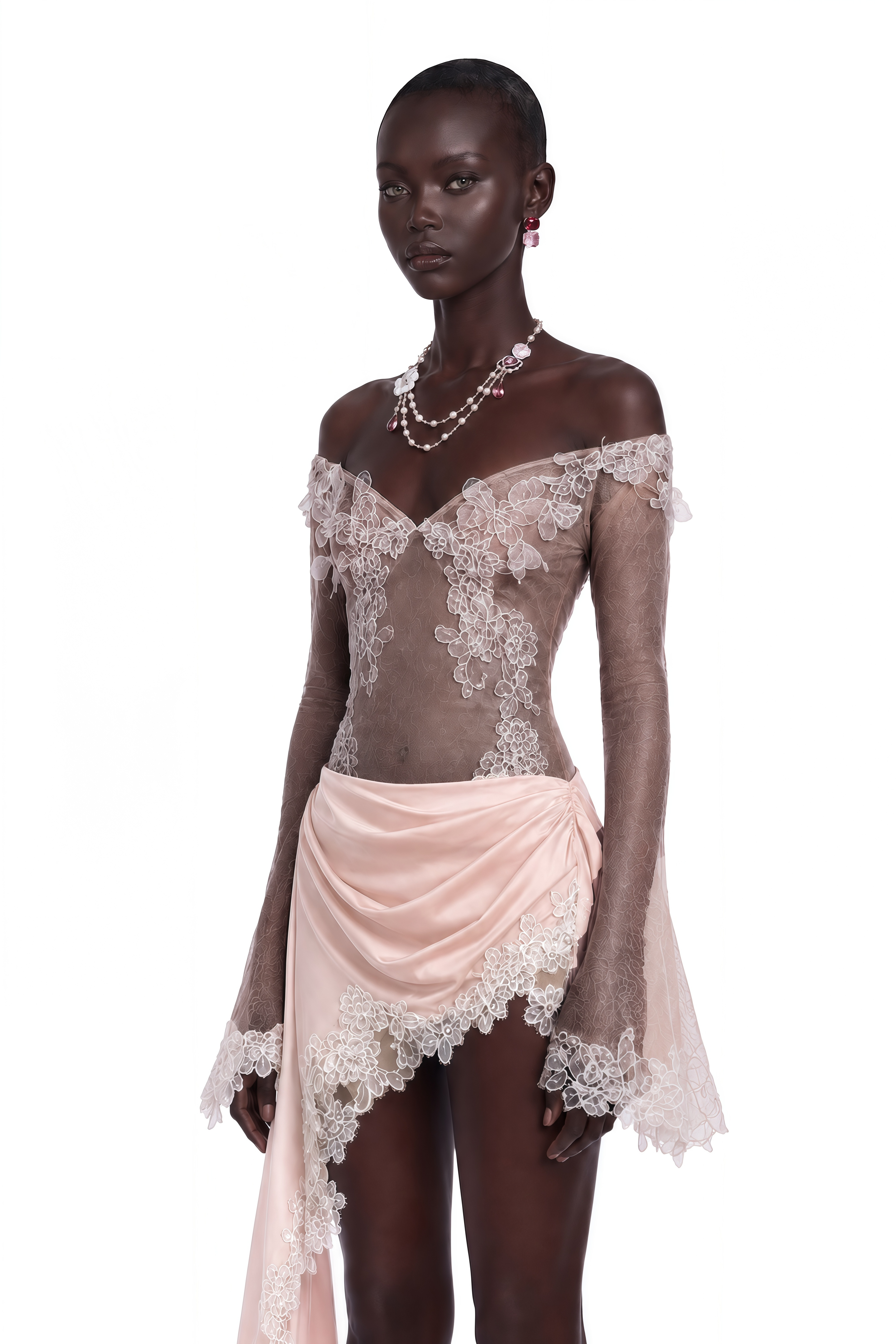 Estelle Pink Asymmetrical Draped Mini Dress