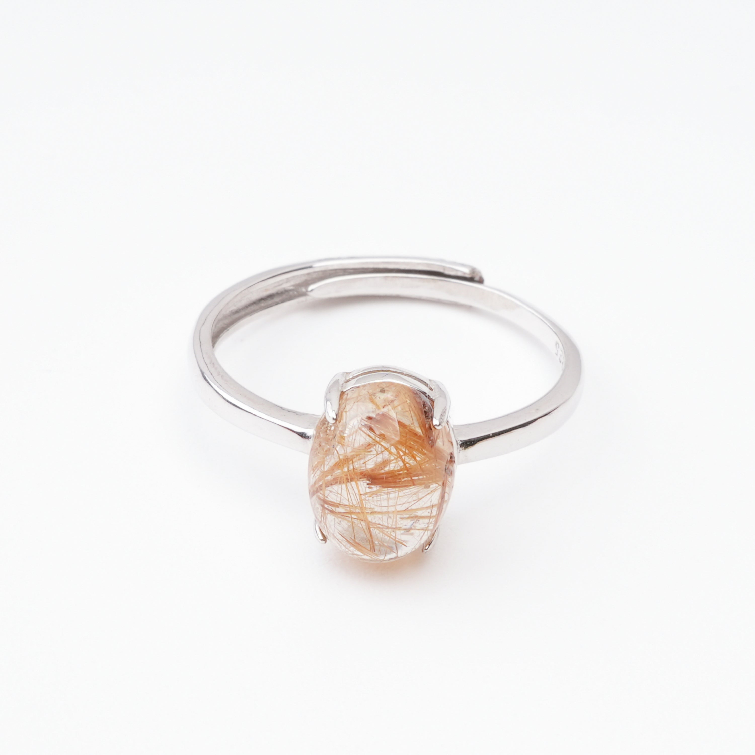Estelle Red Rutilated Quartz Oval Cabochon Sterling Silver Ring