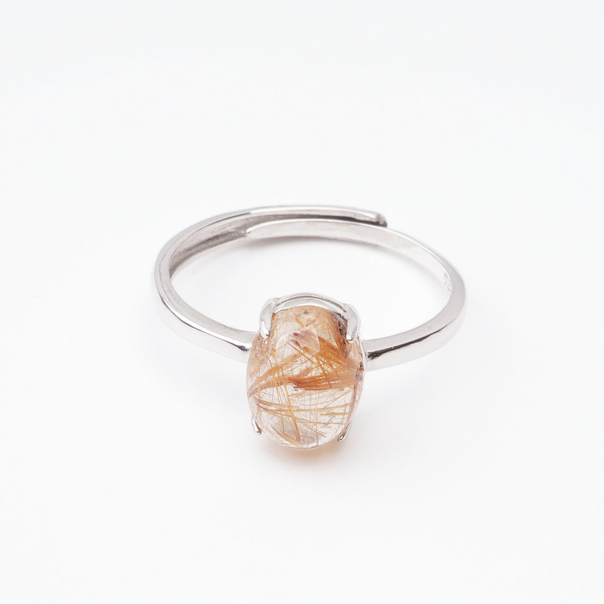 Estelle Red Rutilated Quartz Oval Cabochon Sterling Silver Ring