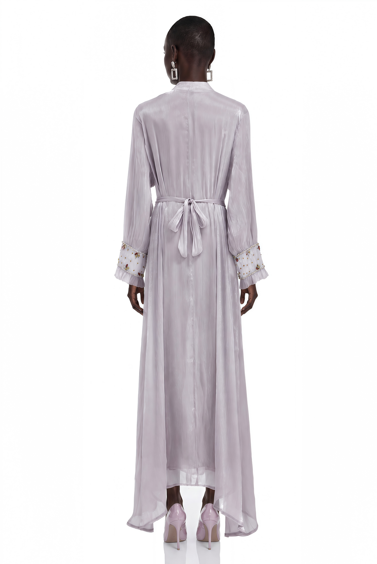 Esther Lavender Embroidered Long Sleeve Maxi Dress