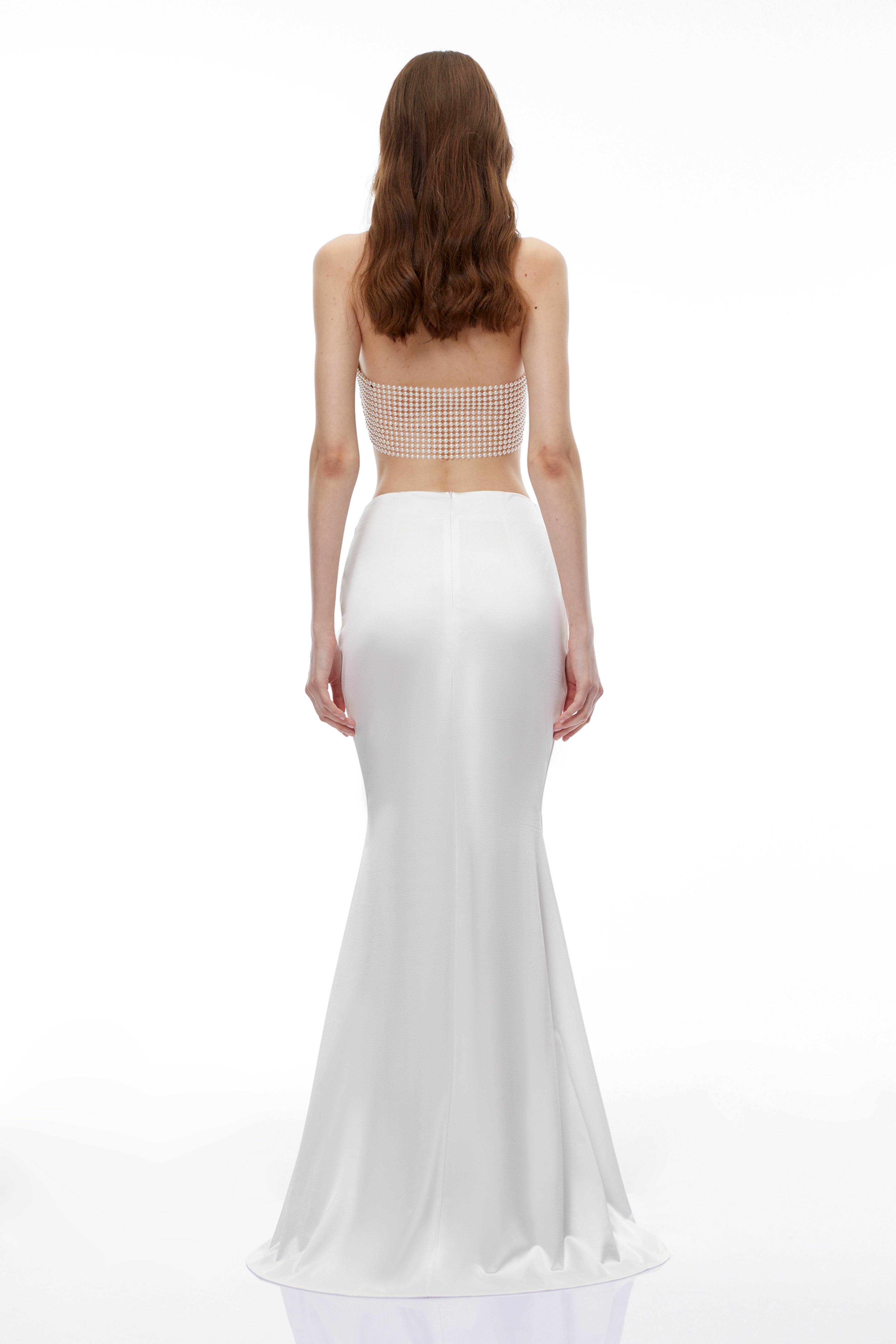 Eupraxia White Crystal Embellished Top & Skirt Set
