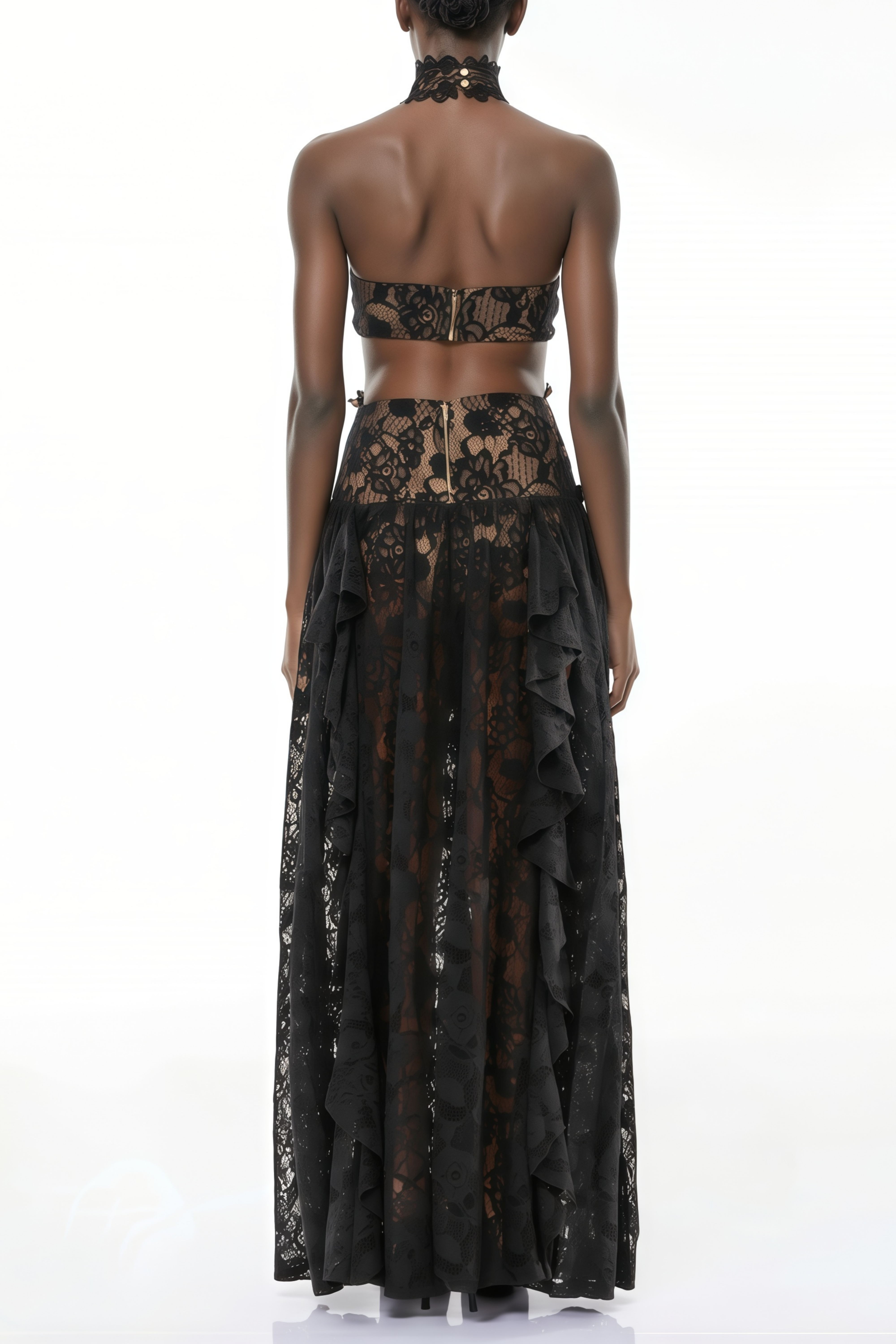Evelyn Black Halterneck Lace Maxi Dress (Final Sale-US Only)