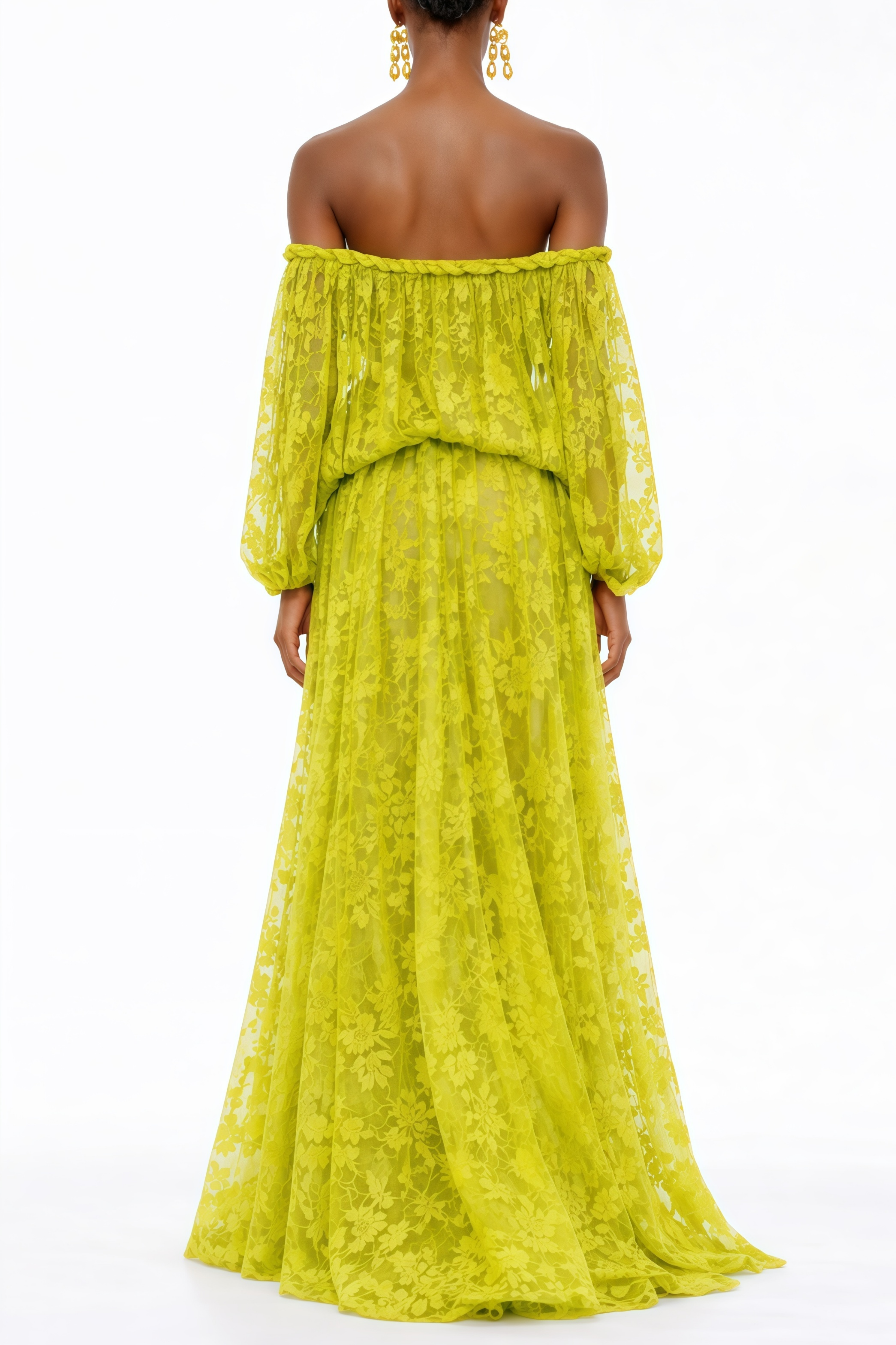 Fabienne Green Floral Appliqué Maxi Dress (Final Sale-US Only)