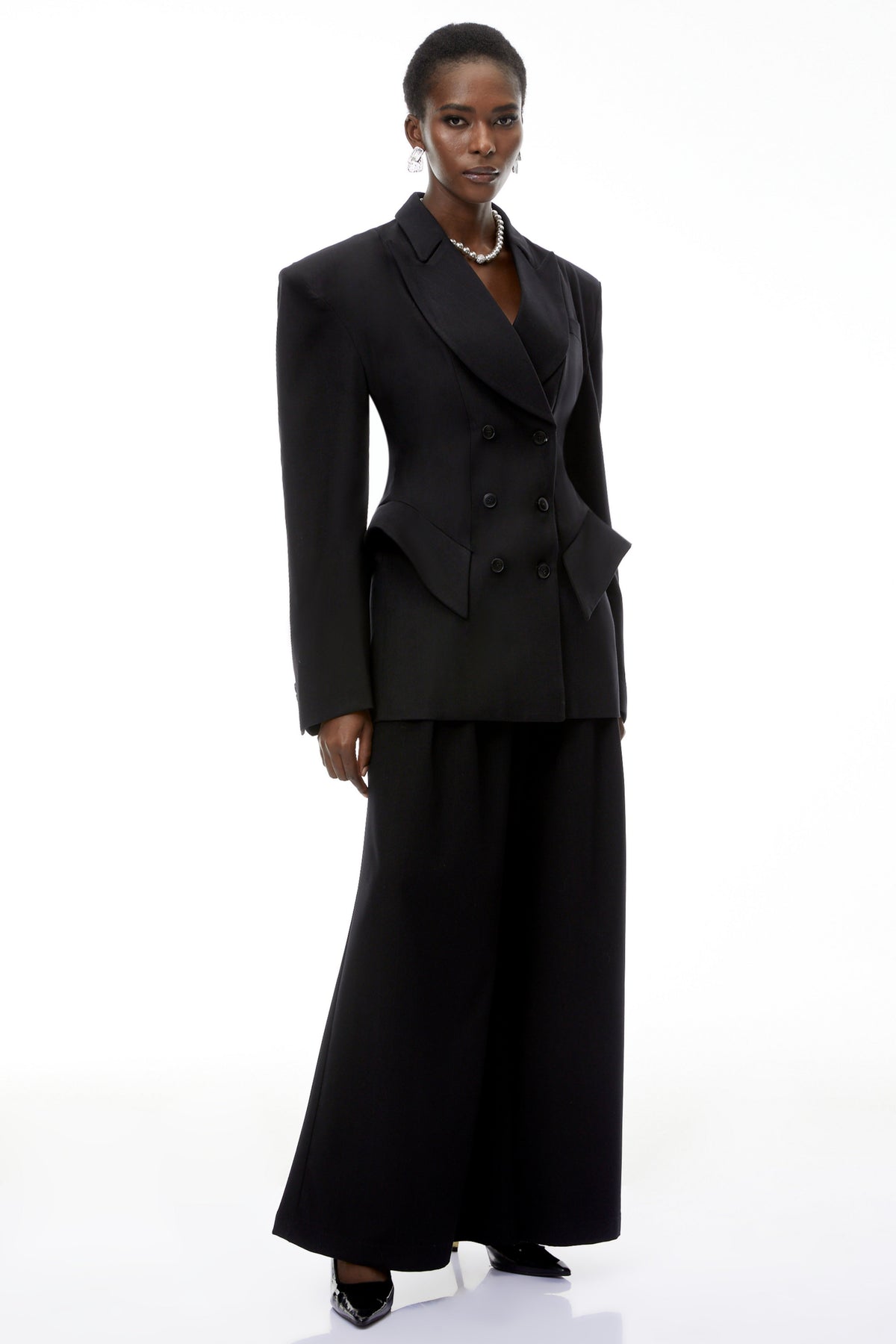 Faith Black Double-Breasted Blazer & Trouser Set