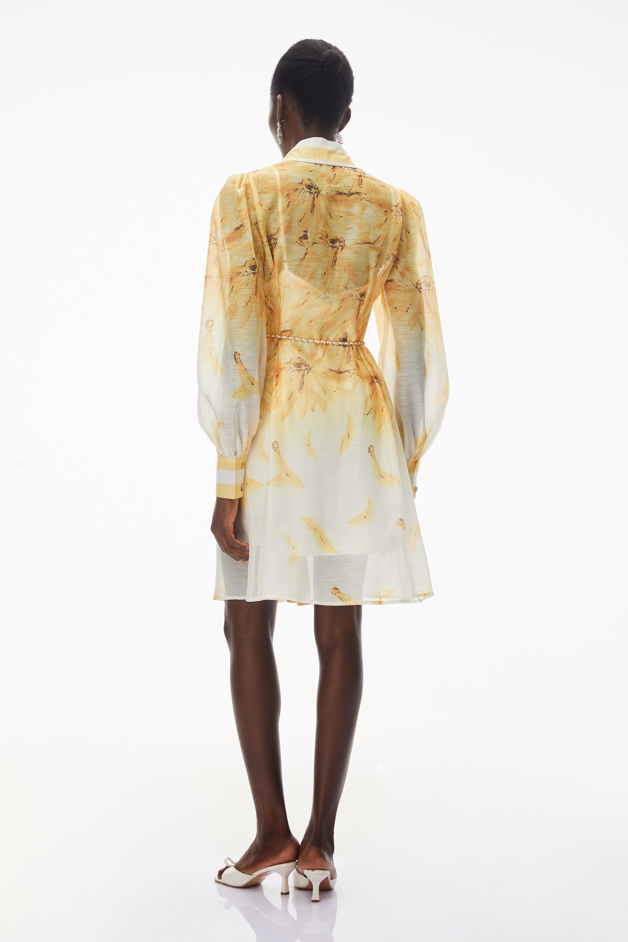 Filomena Yellow Ombre Embellished Mini Dress