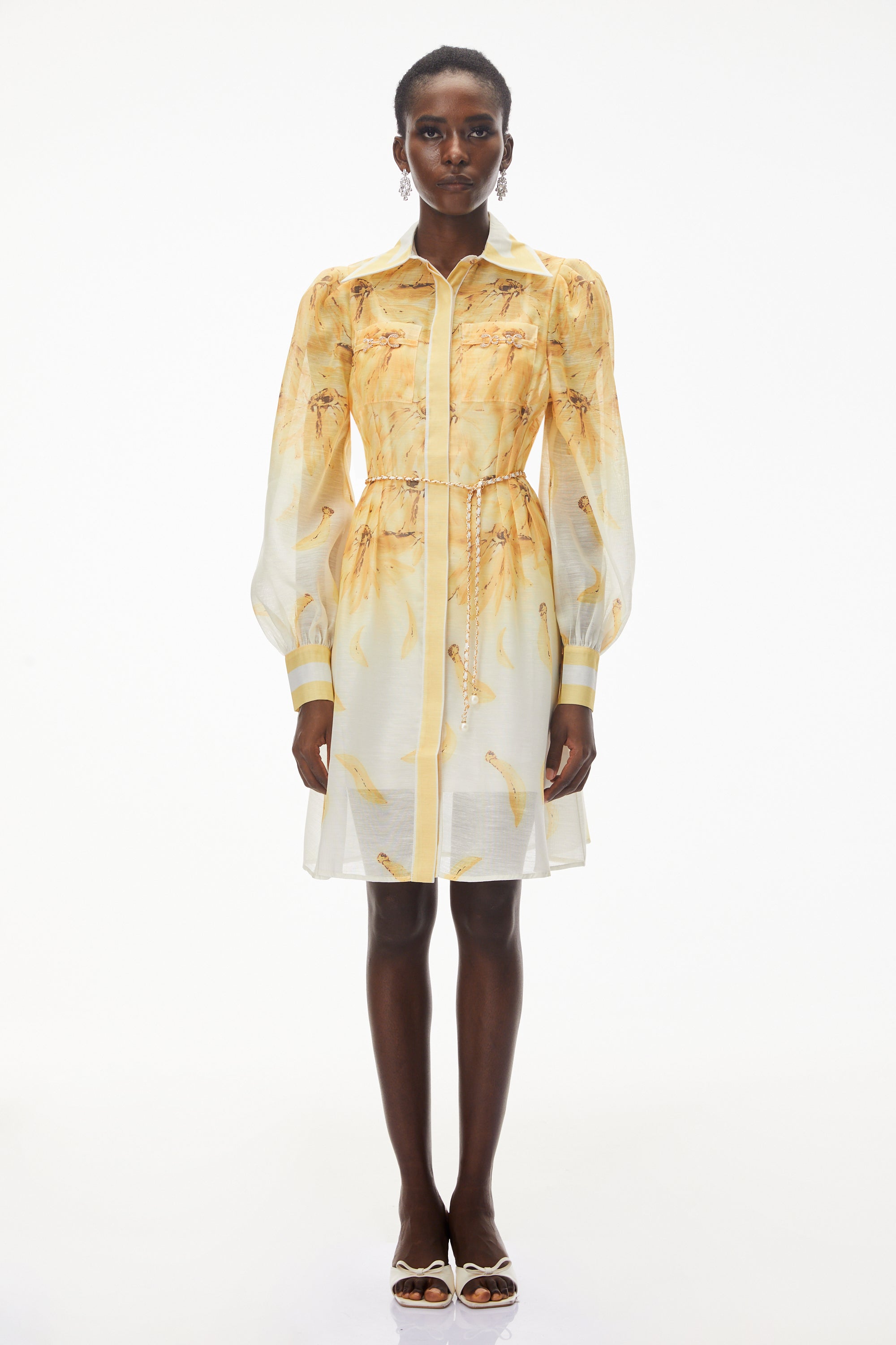 Filomena Yellow Ombre Embellished Mini Dress