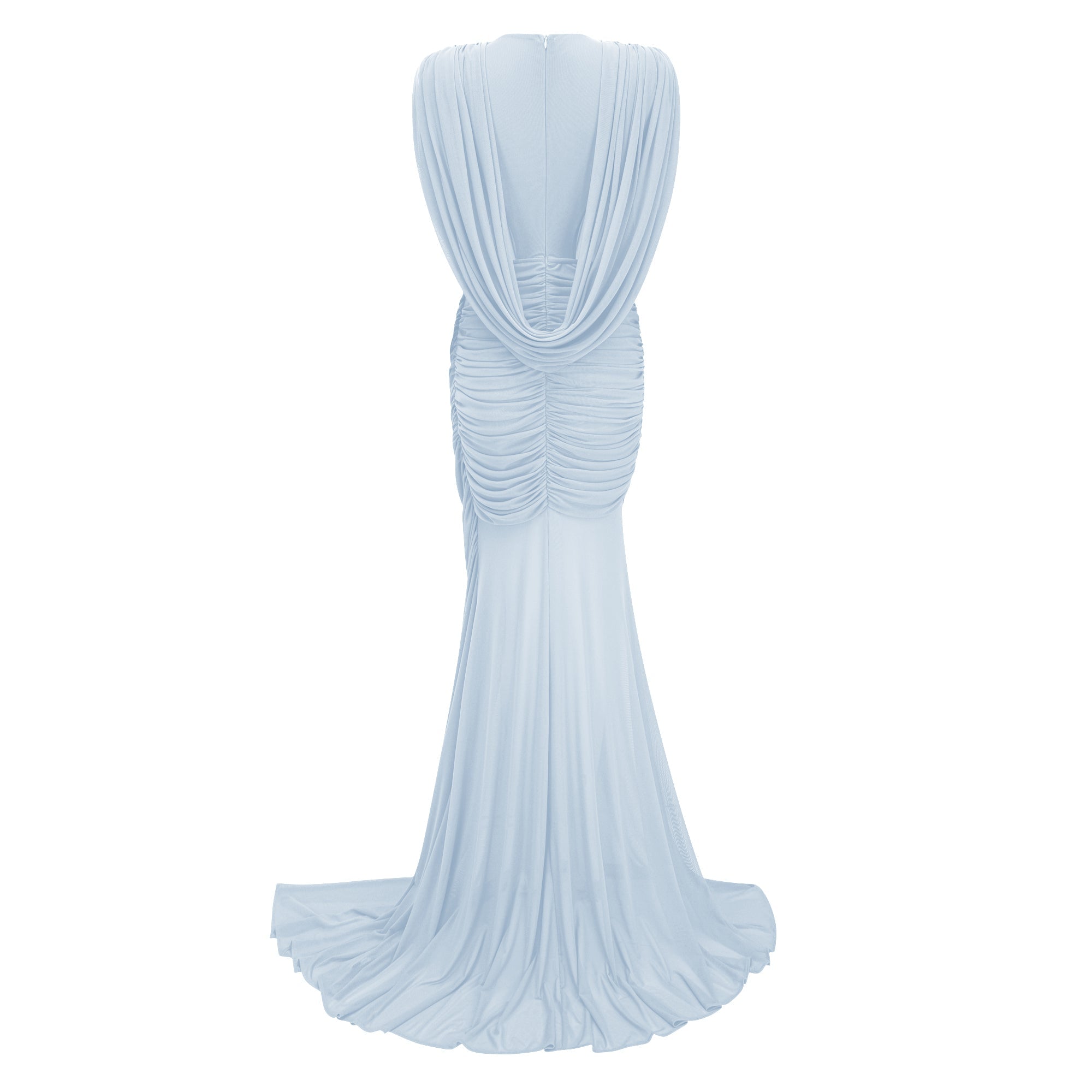 Fíona Blue Asymmetrical Draped Maxi Gown