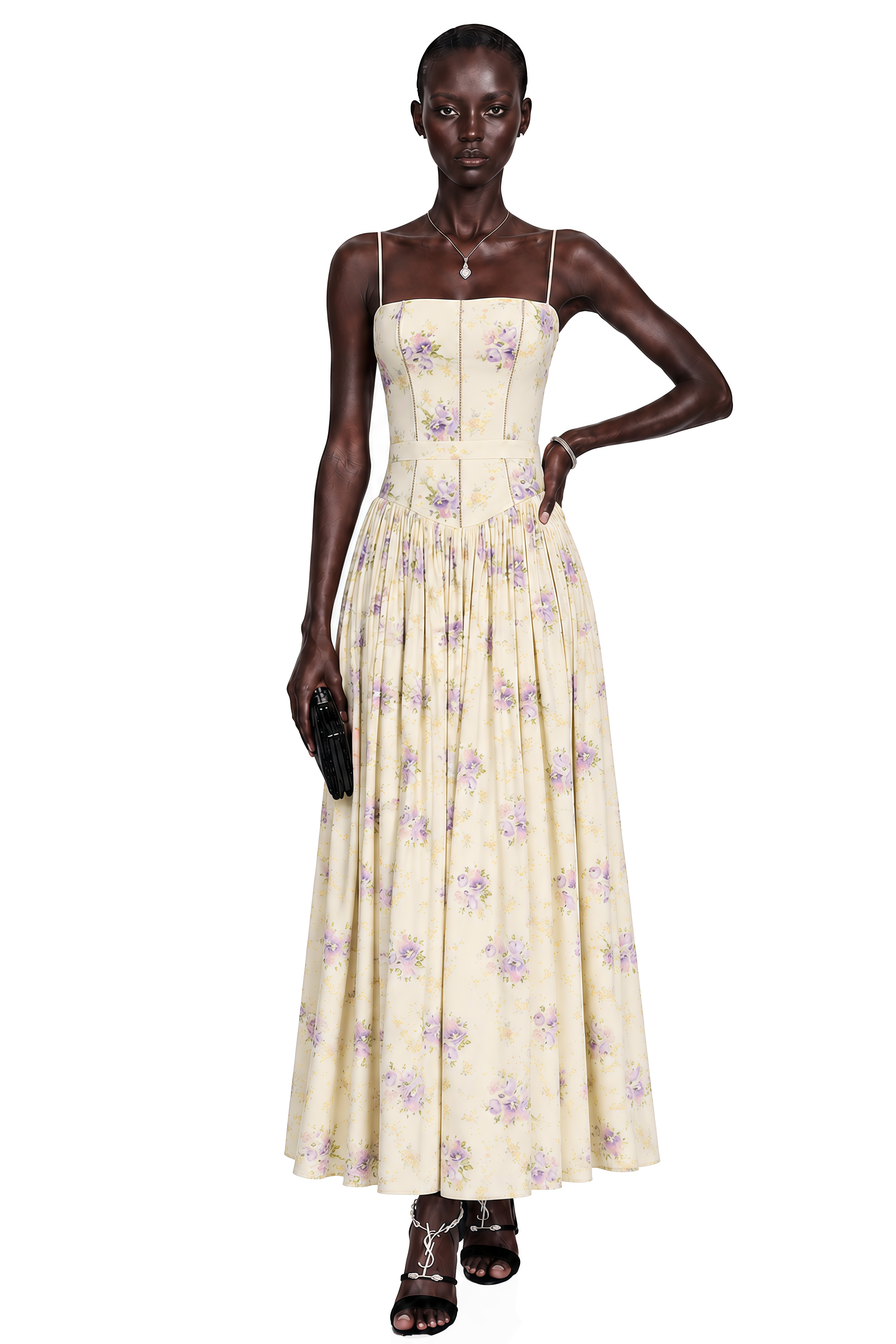 Fleur Purple Floral Print Maxi Dress