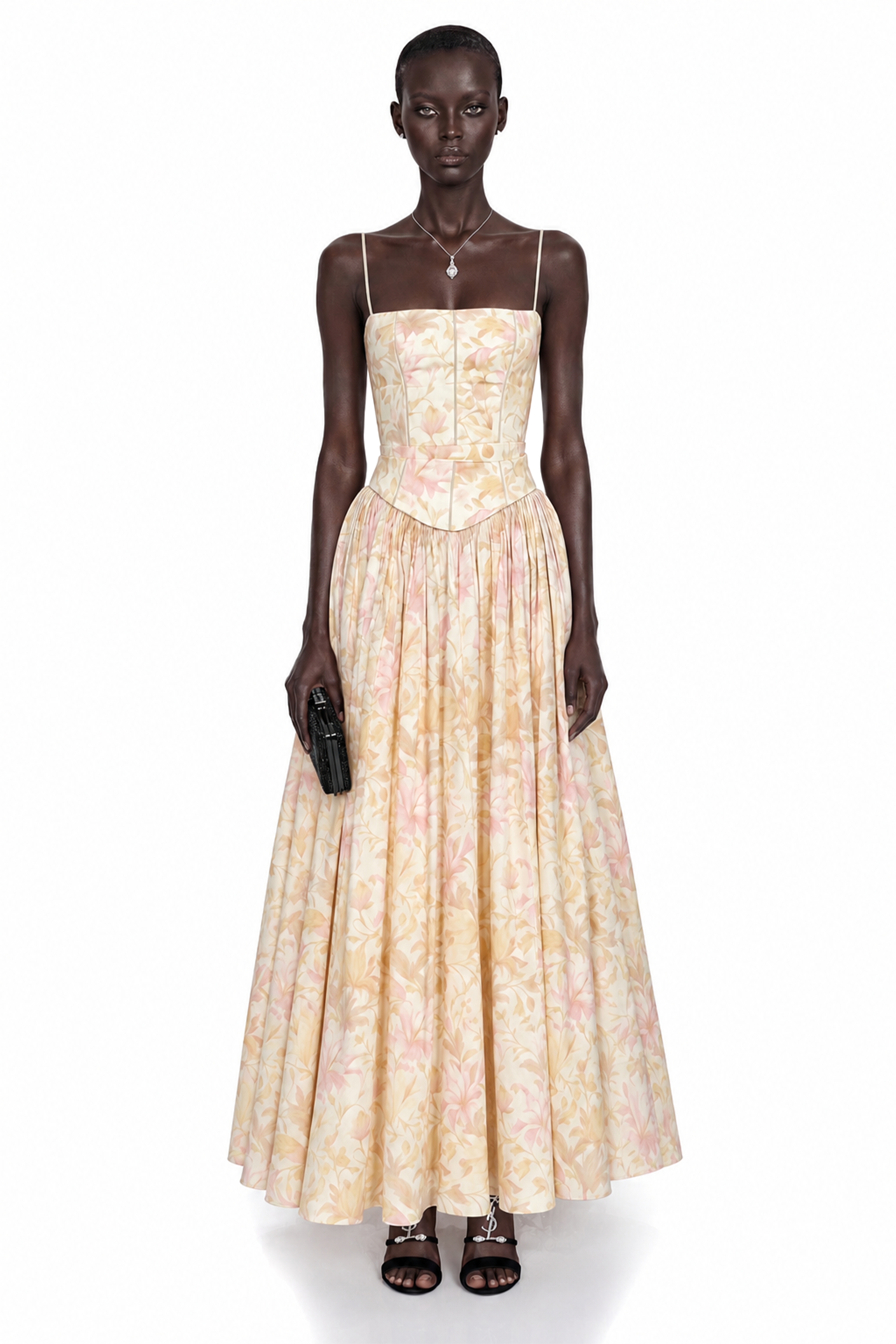 Fleur Yellow Floral Print Maxi Dress