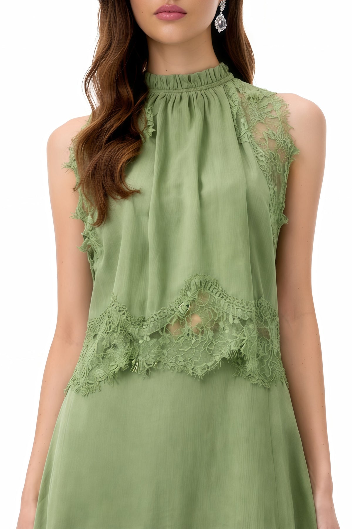 Florence Green Lace Panel Top & Skirt Set (Final Sale-US Only)