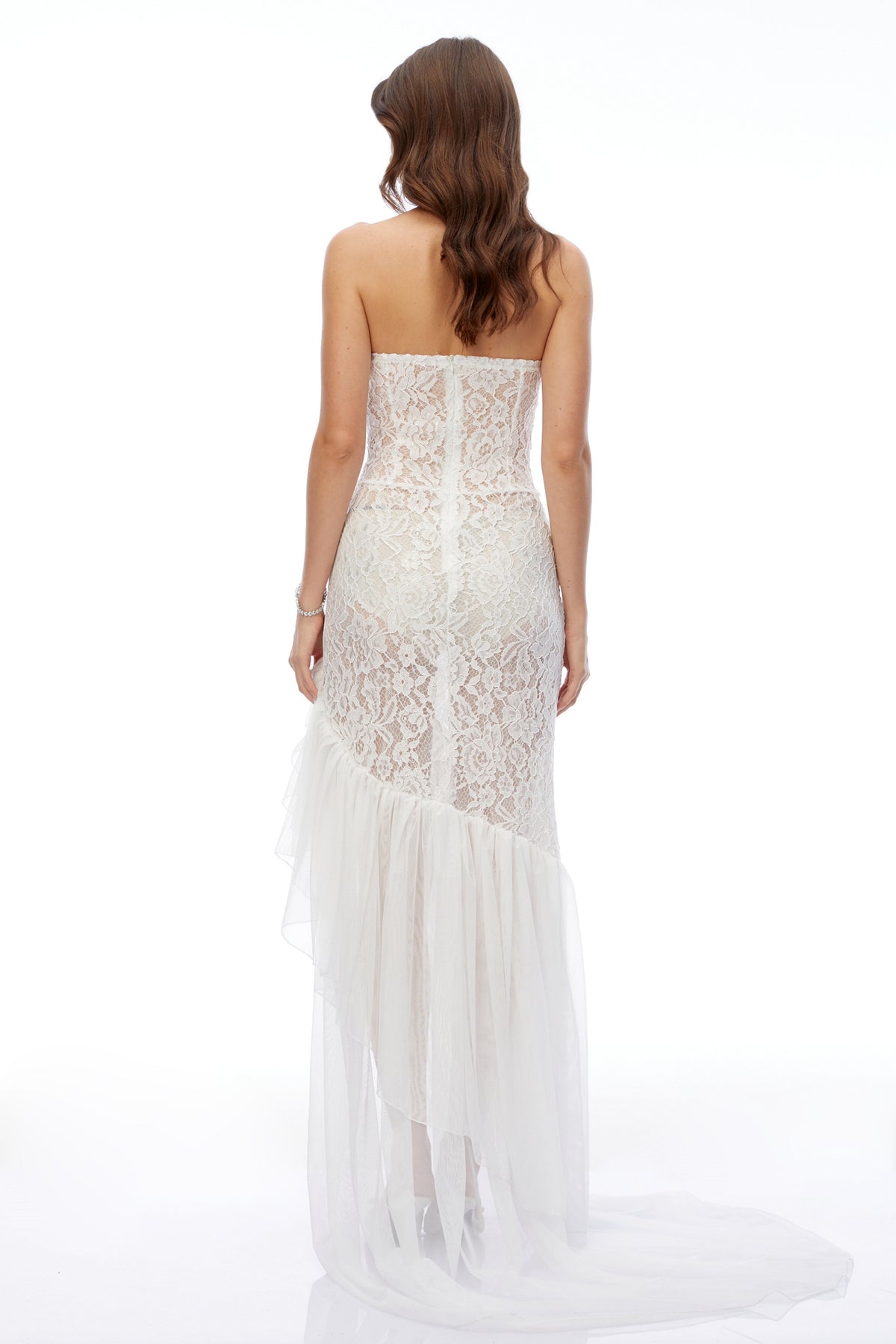 Florentina White Sleeveless Lace Applique Maxi Dress