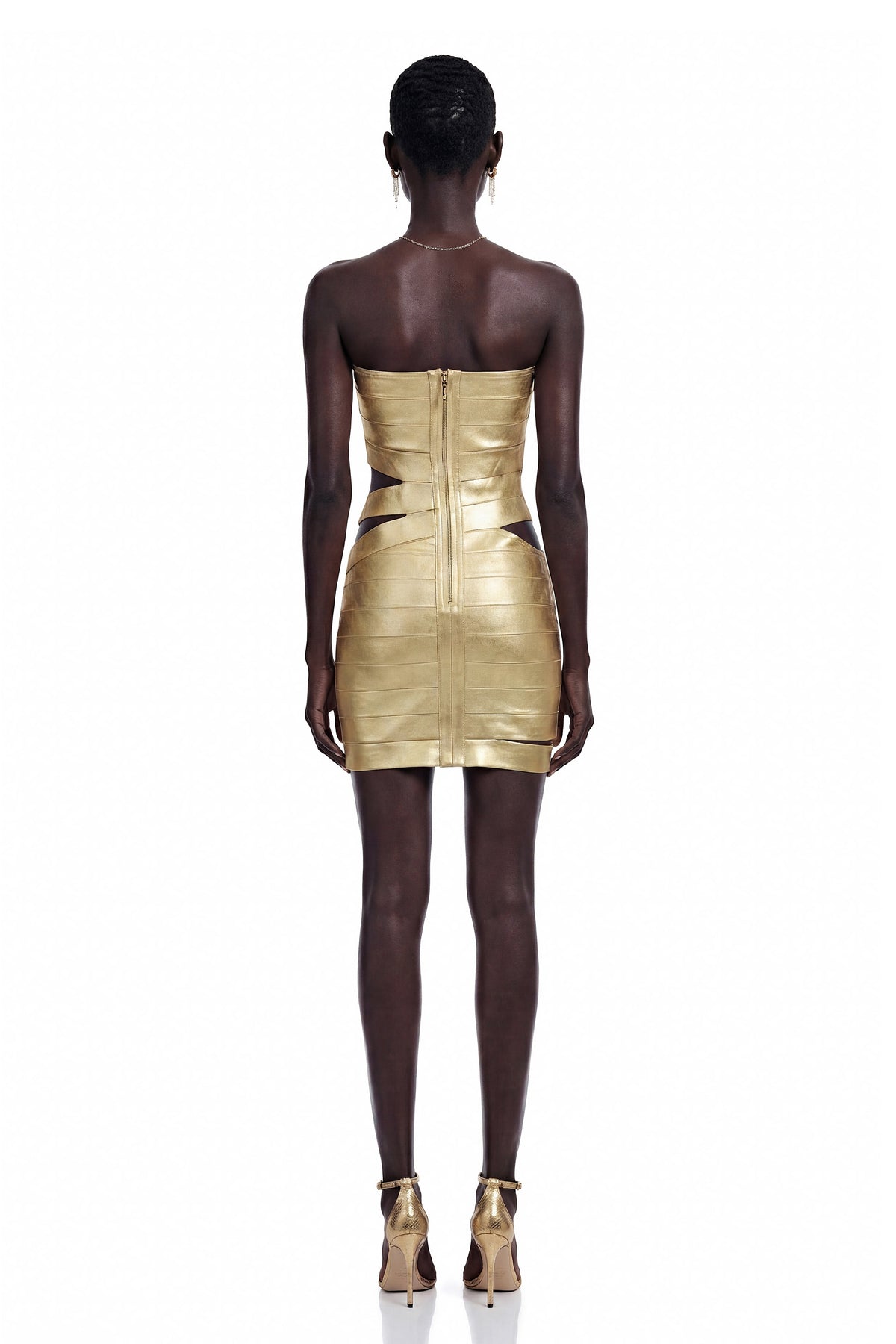 Francine Gold Off Shoulder Cut-Out Mini Dress