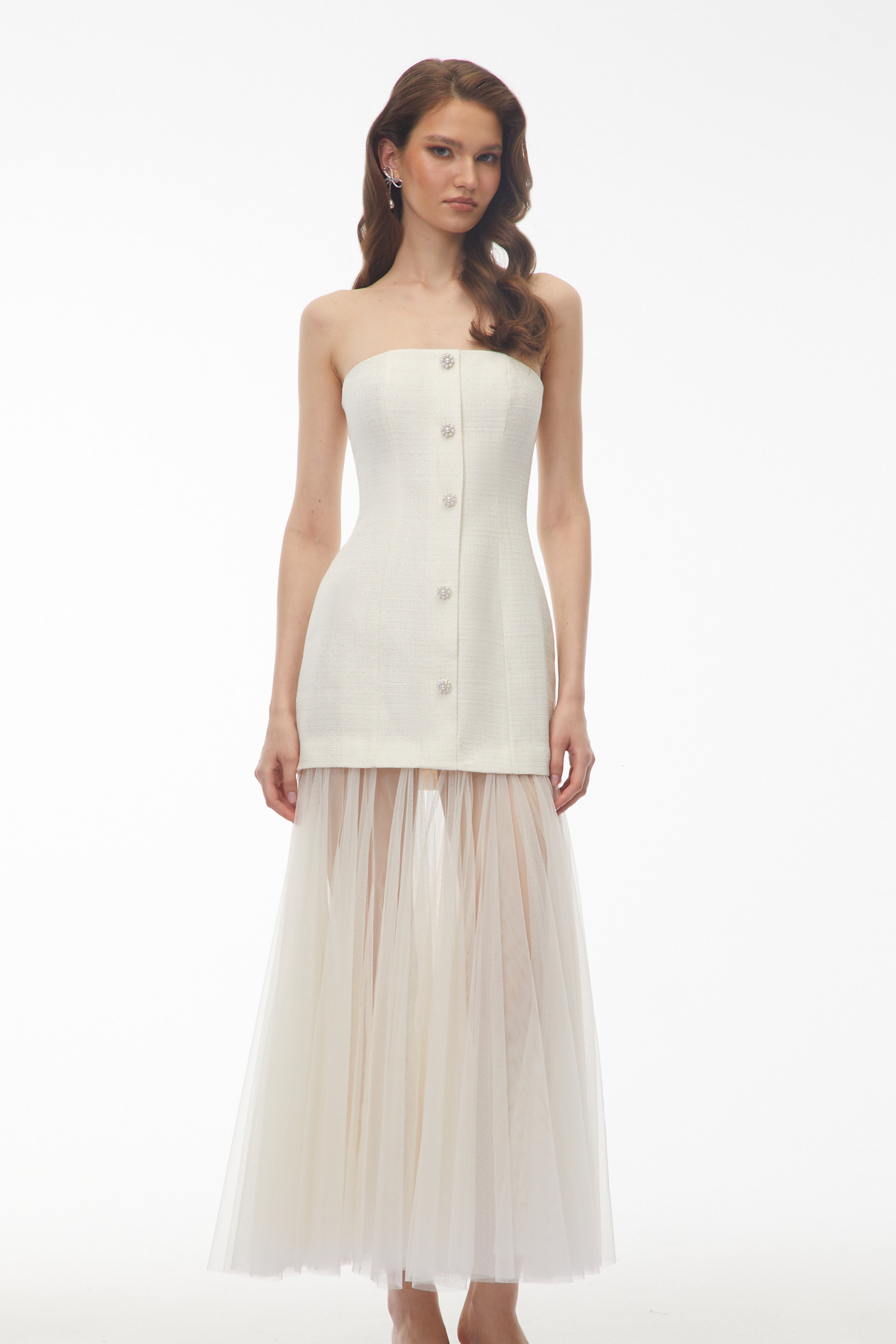 Francine Ivory Off Shoulder Mesh Maxi Dress