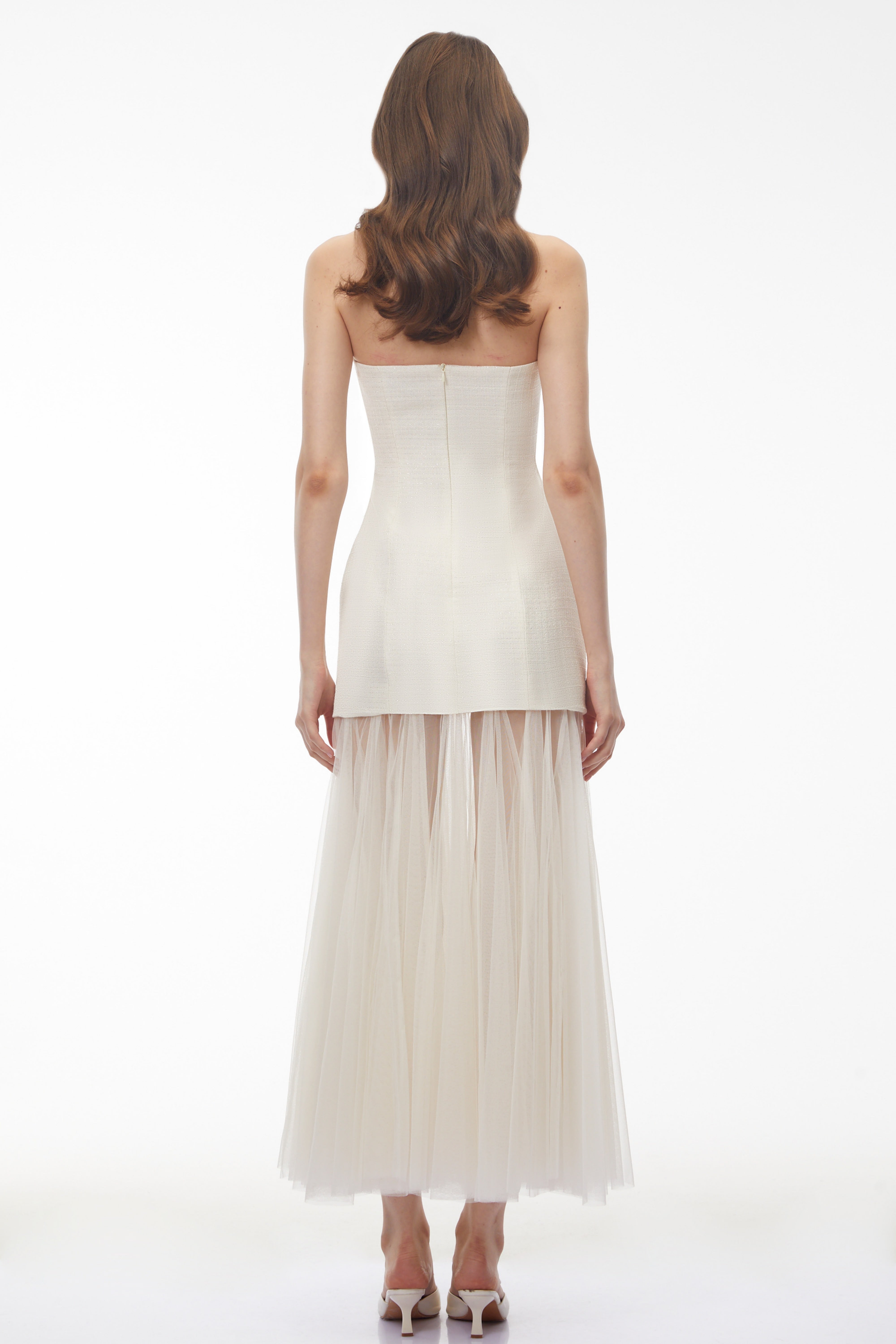Francine Ivory Off Shoulder Mesh Maxi Dress