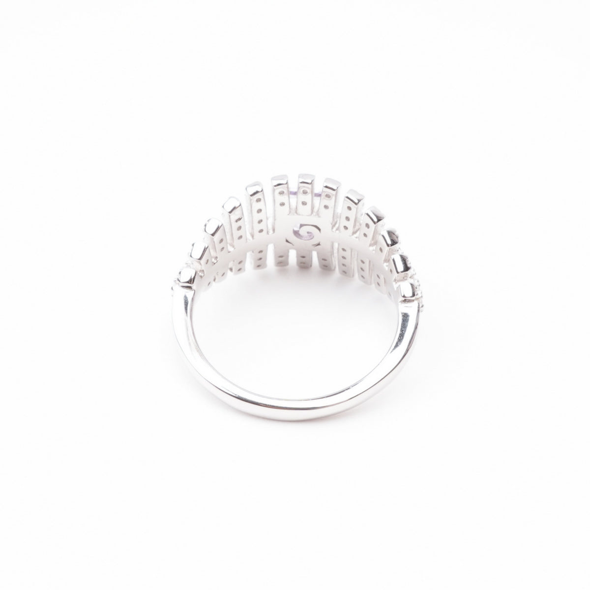 Françoise Lavender Princess Cut Gemstone Fan Crystal Sterling Silver Ring