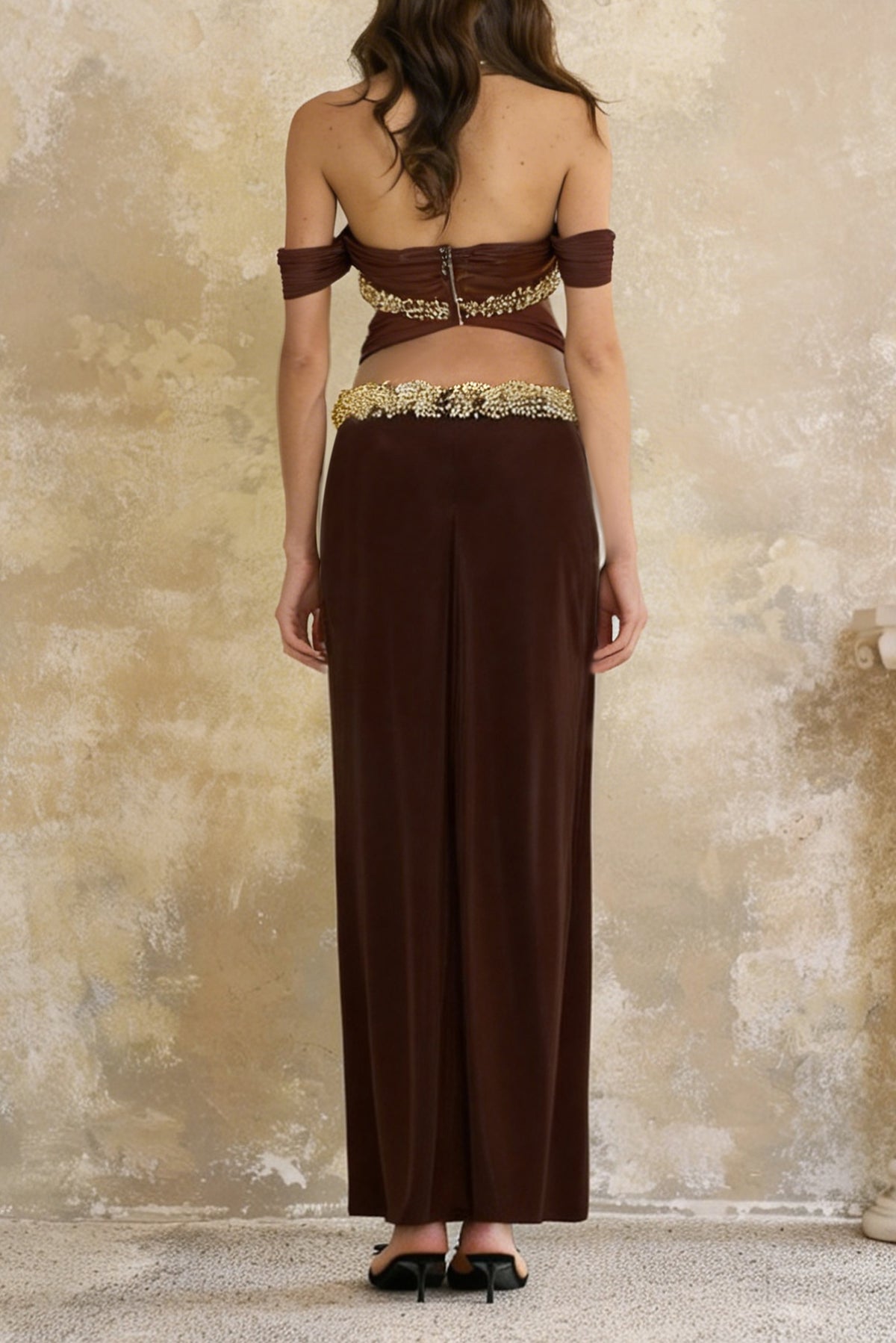 Frankie Red Halterneck Crystal Embellished Maxi Dress