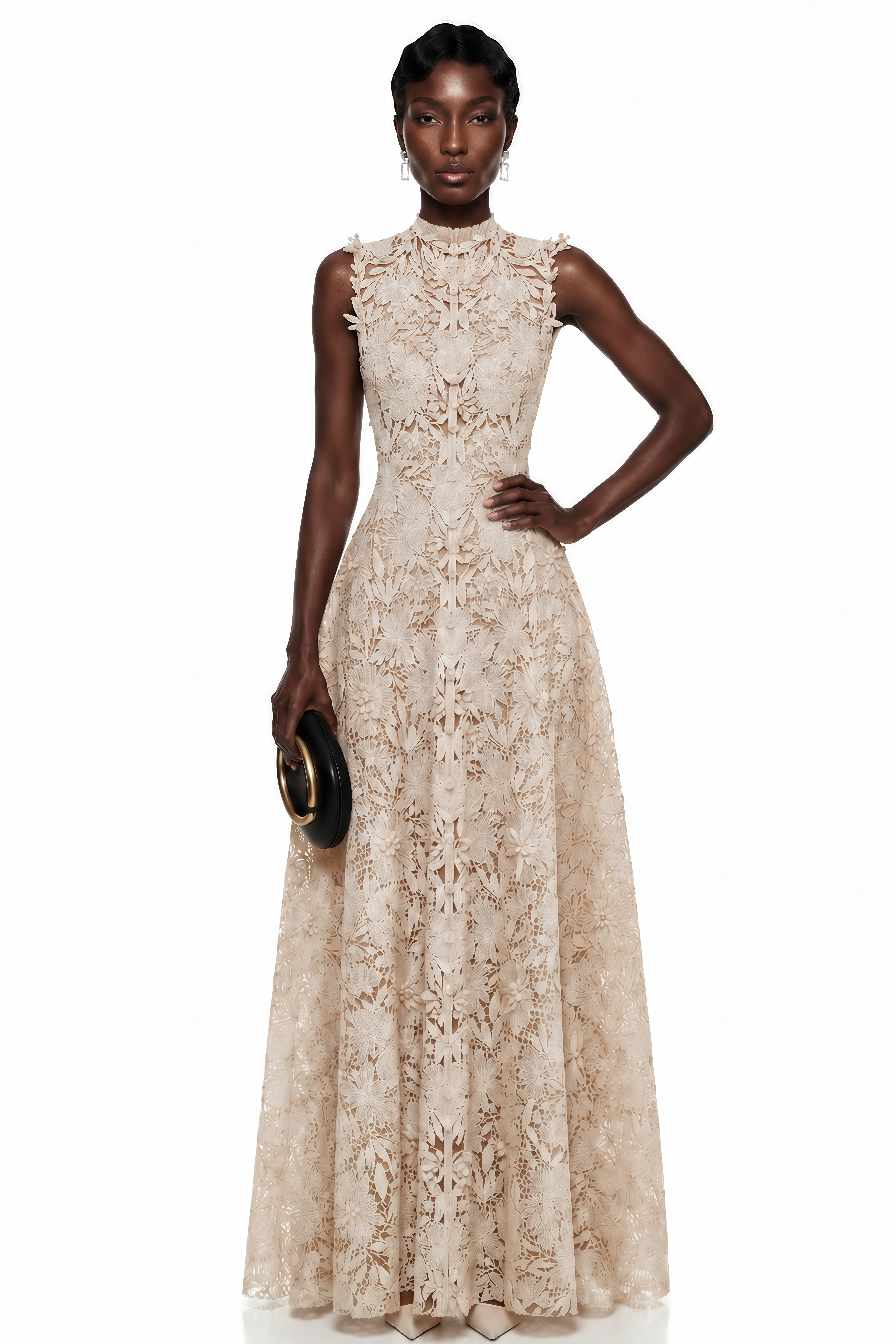 Franziska Neutrals Floral Embroidered Maxi Dress