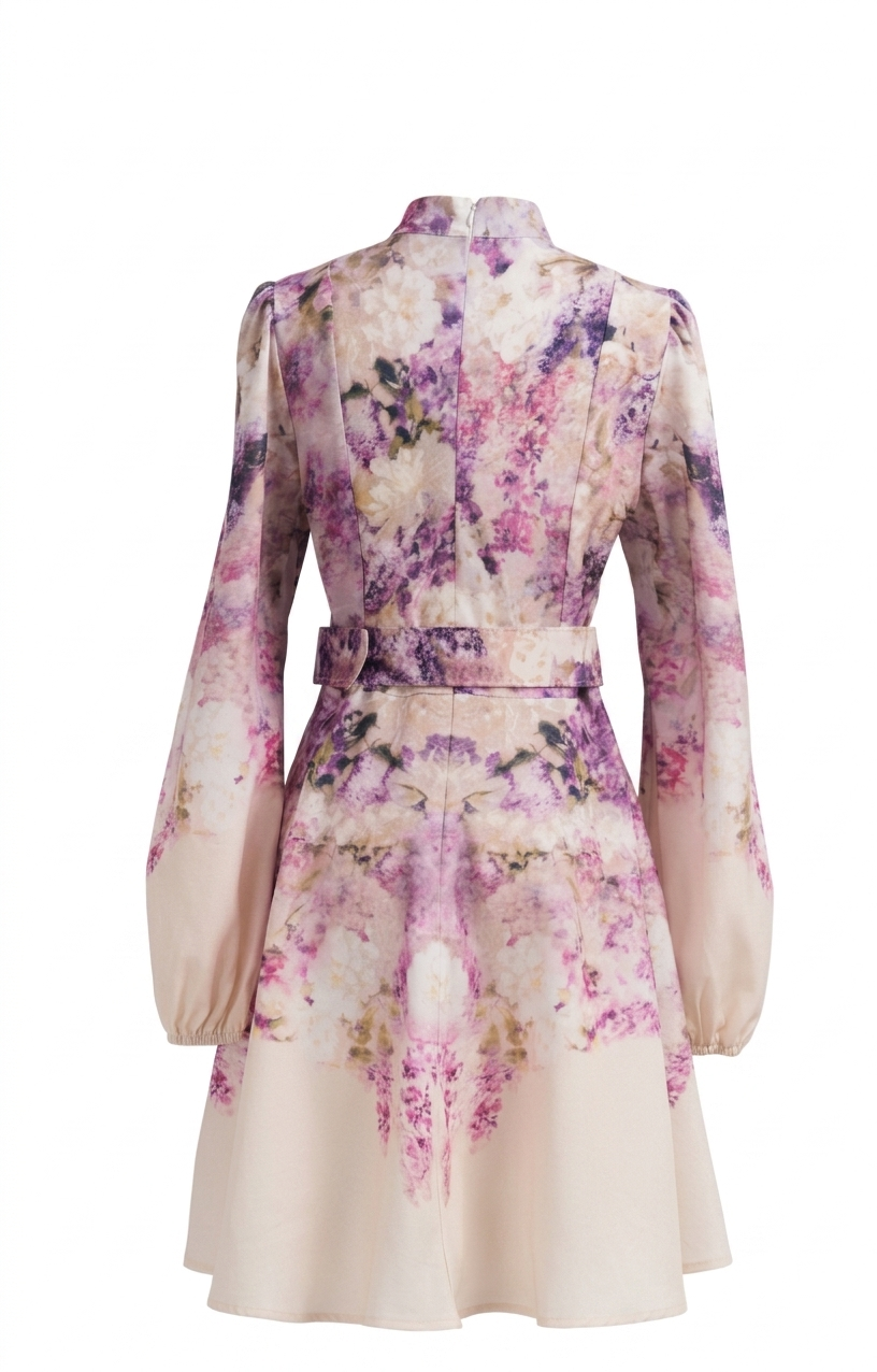 MADDY FLORAL COTTON LINEN MINI DRESS - Pink MADDY PARIS
