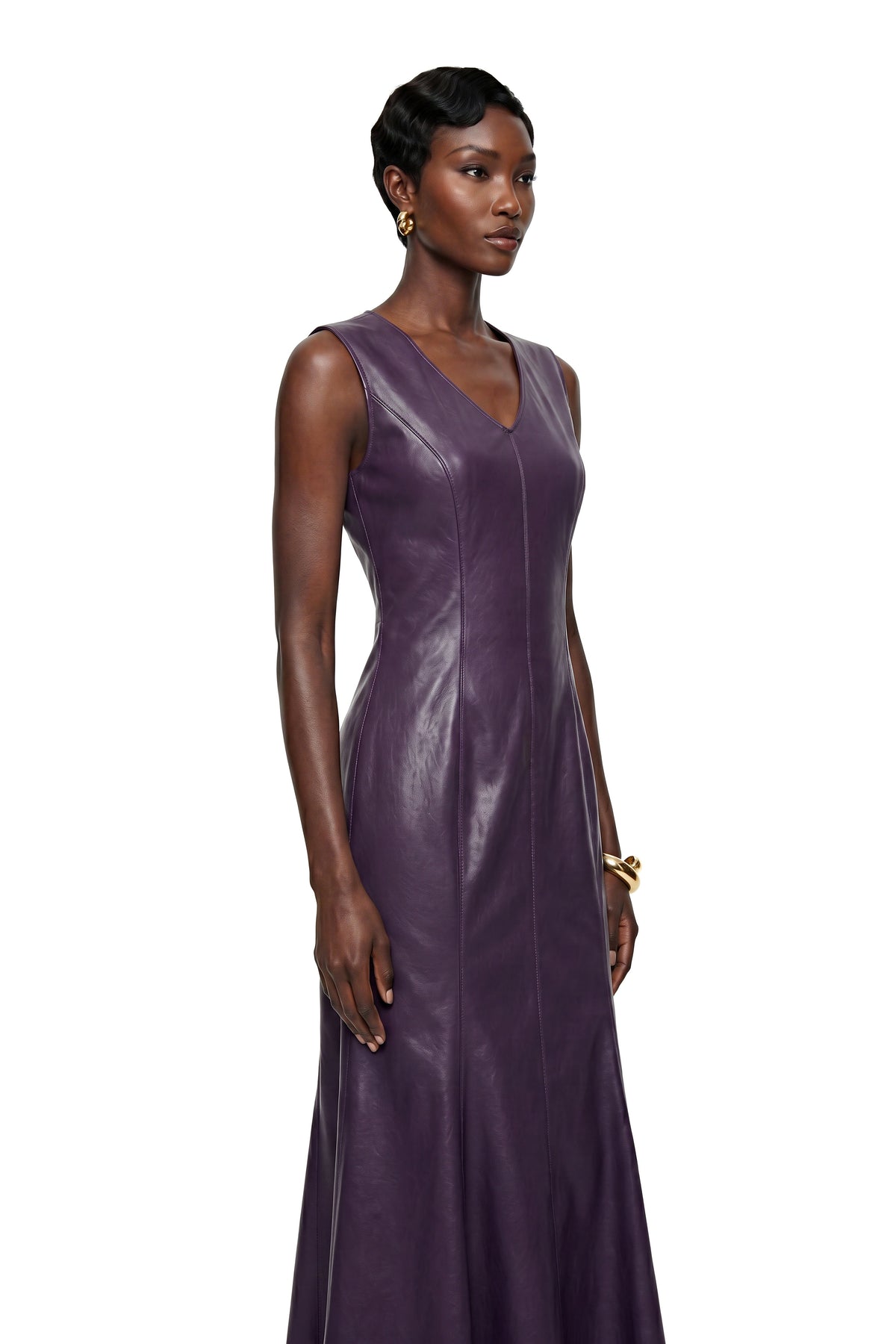 Gemma Purple V-Neck Fishtail Maxi Dress