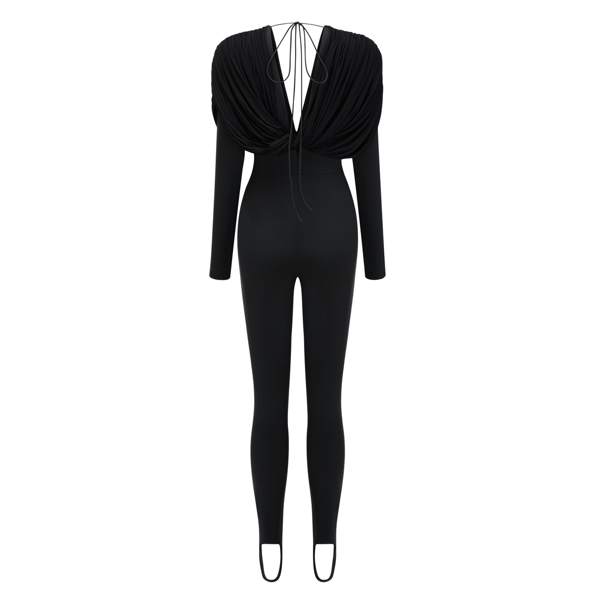 Gianina Black Deep V-Neck Draped Jumpsuit (Final Sale-US Only)