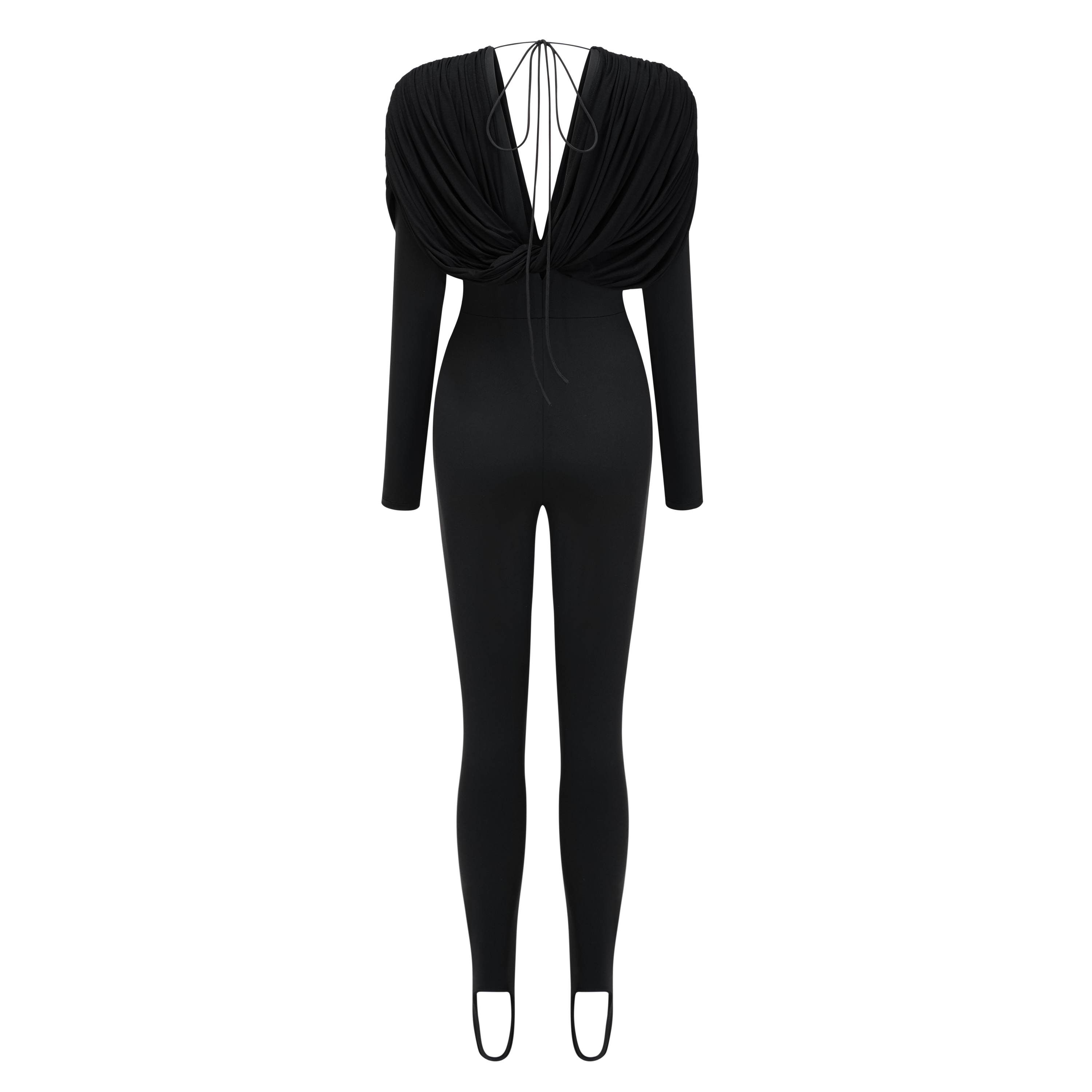 Gianina Black Deep V-Neck Draped Jumpsuit (Final Sale)