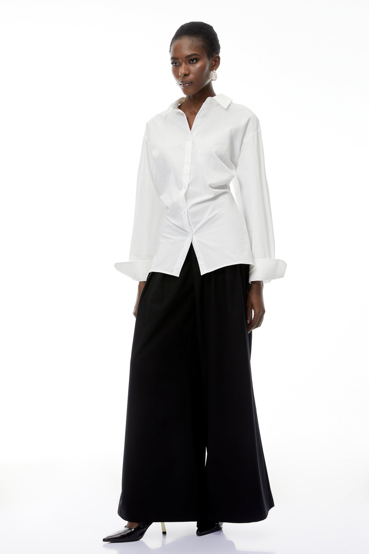 Gracie White Cinched Waist Shirt