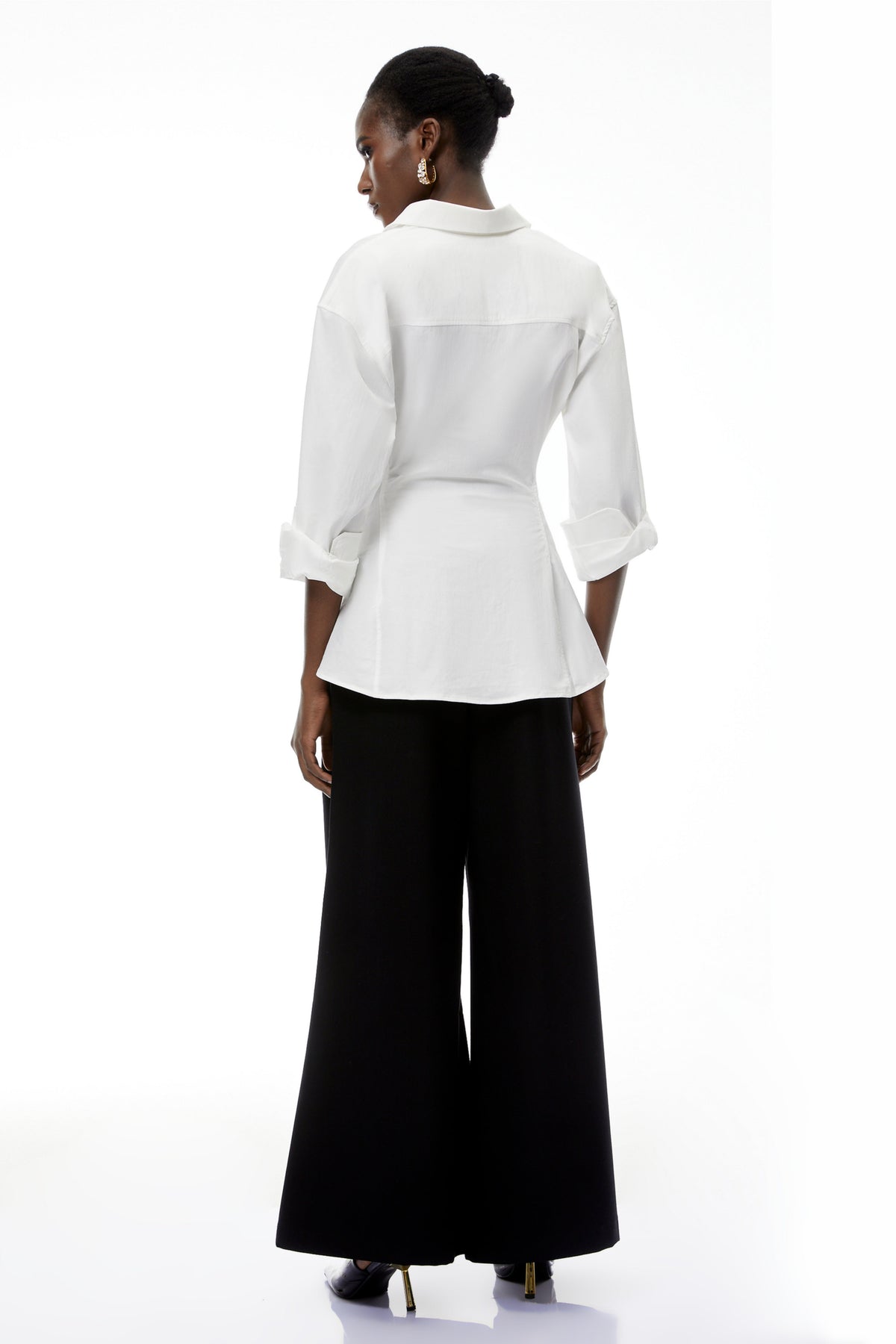 Gracie White Cinched Waist Shirt
