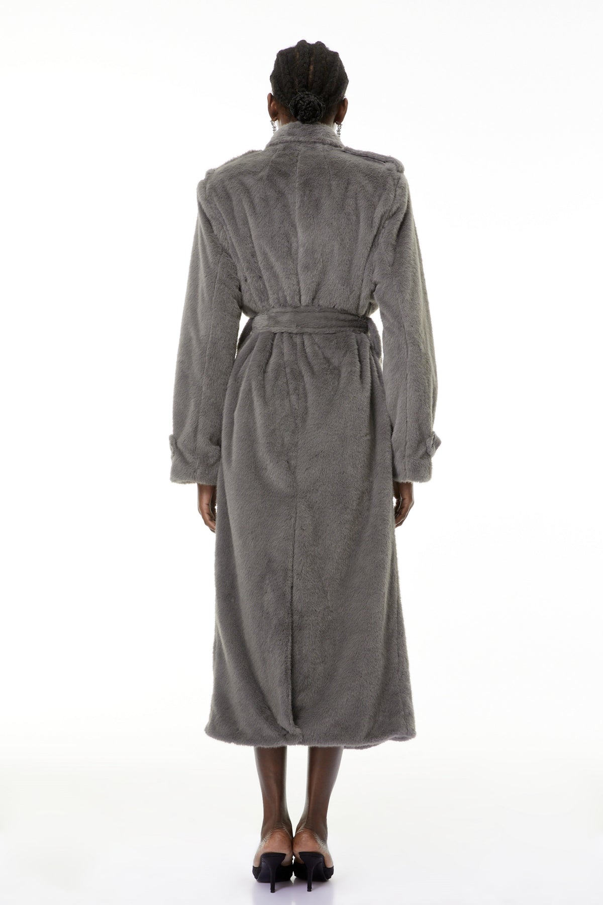 Gugulethu Grey Faux Fur Long Coat