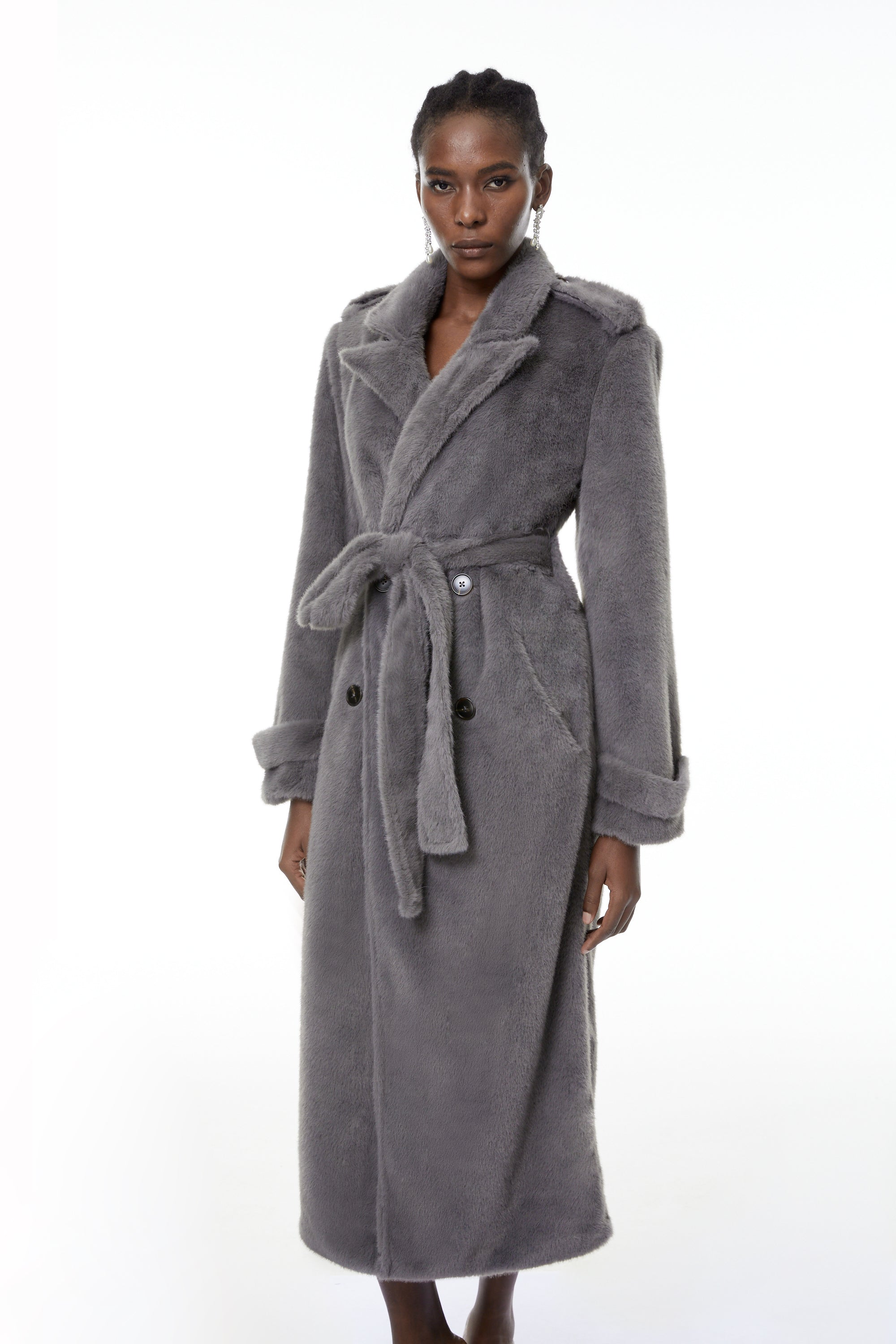 Gugulethu Grey Faux Fur Long Coat (Final Sale)