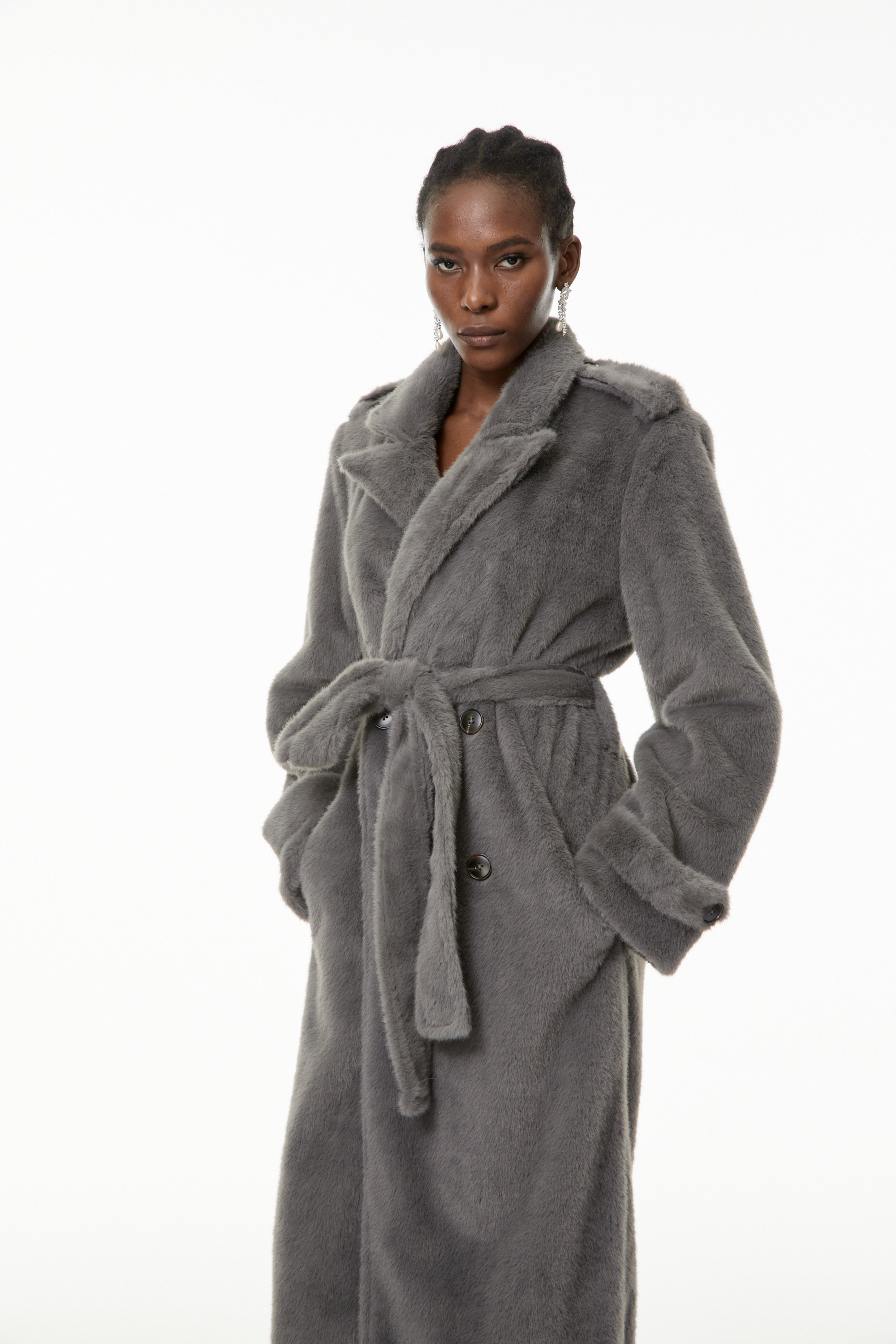 Gugulethu Grey Faux Fur Long Coat (Final Sale)