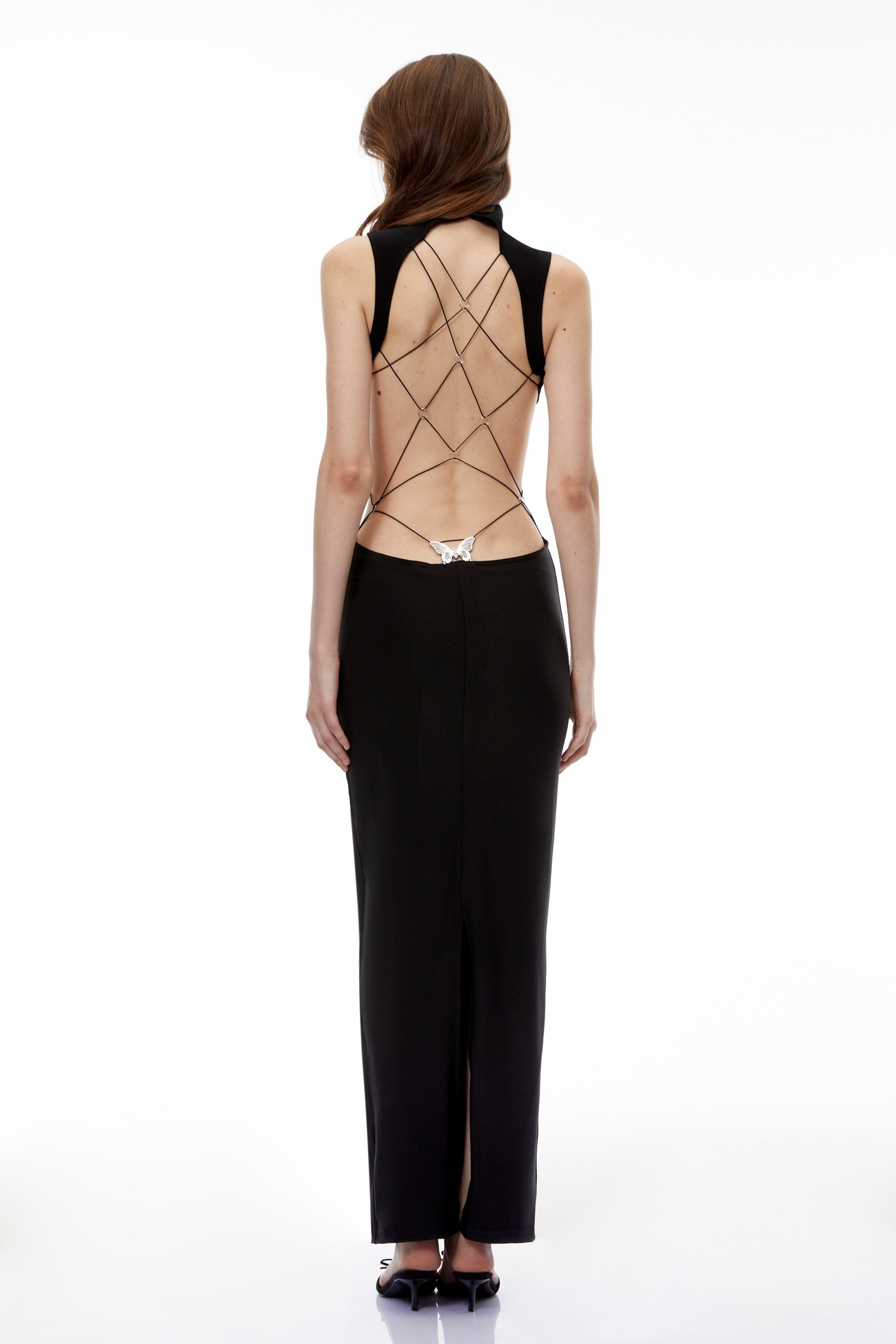 Gwendolen Black Cut-Out Open Back Maxi Dress