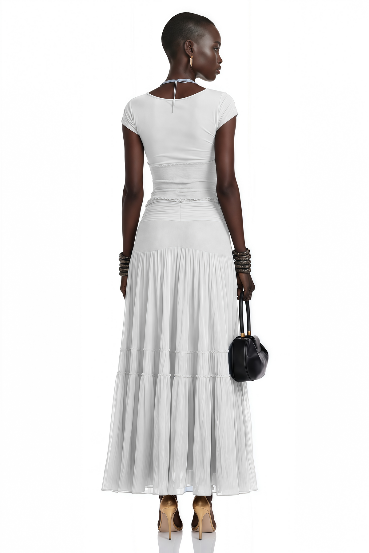 Haast White Knit Top & Lace Panel Skirt Set
