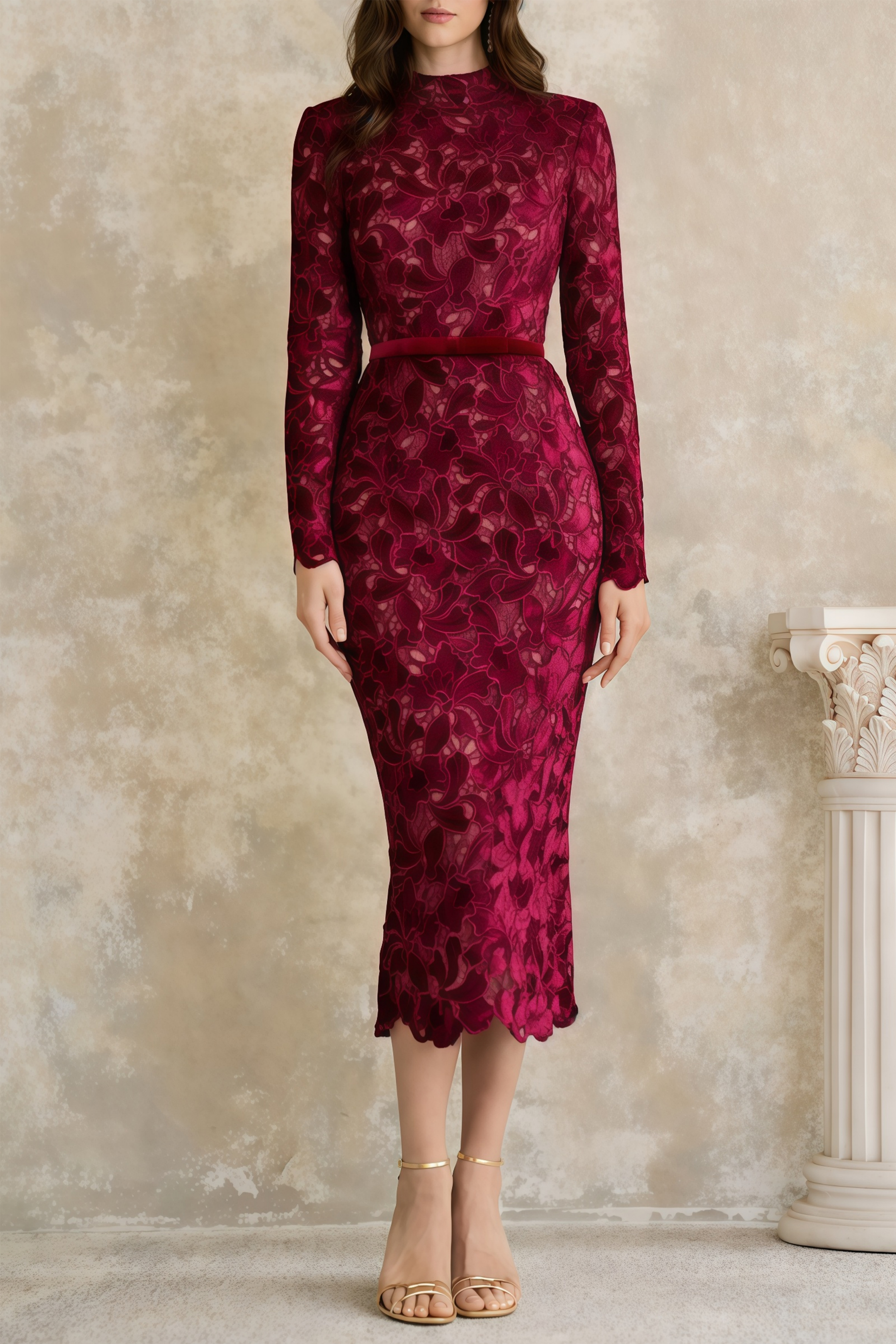 Hafdis Red Floral Embroidered Midi Dress (Final Sale-US Only)