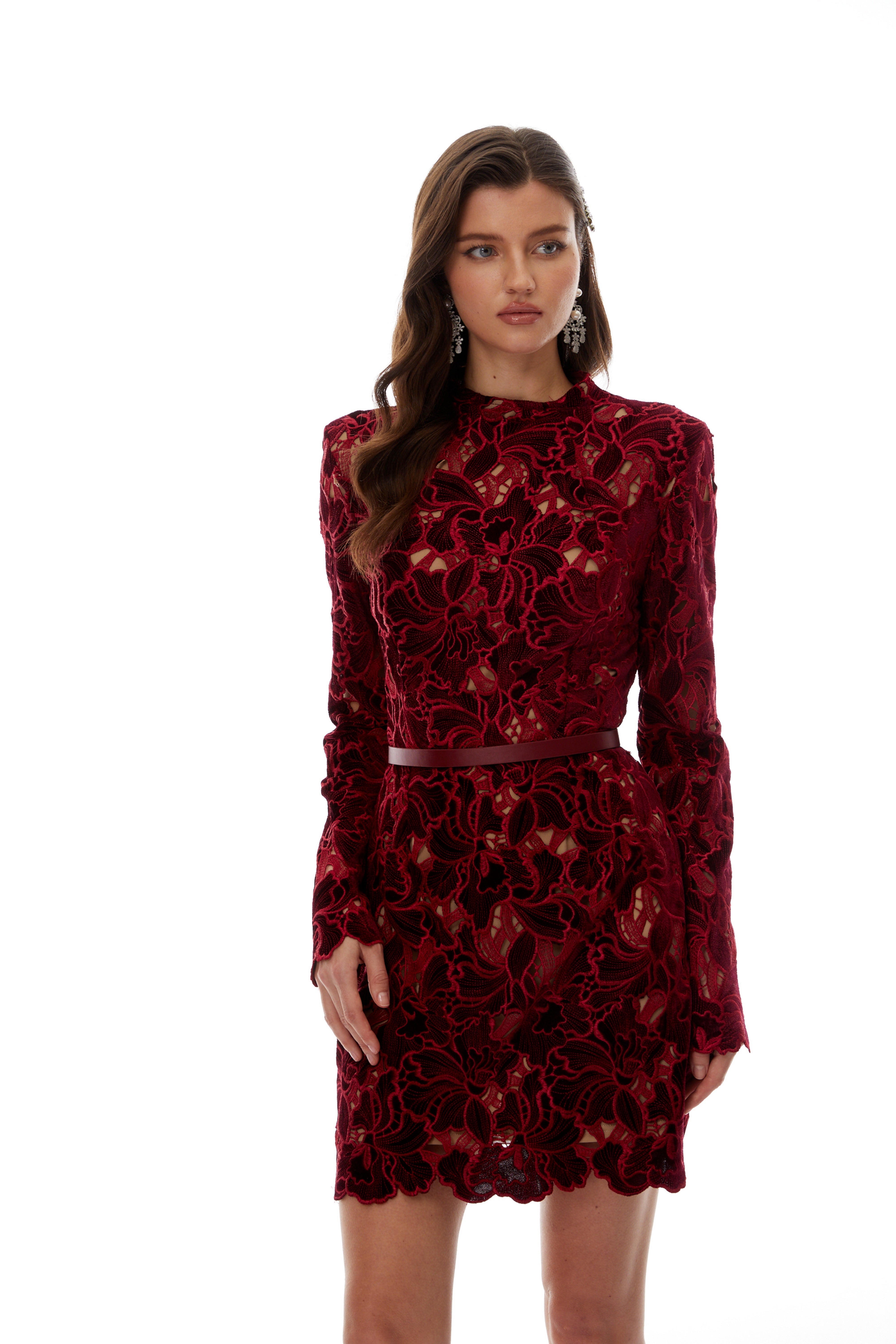 Hafdis Red Floral Embroidered Mini Dress (Final Sale-US Only)
