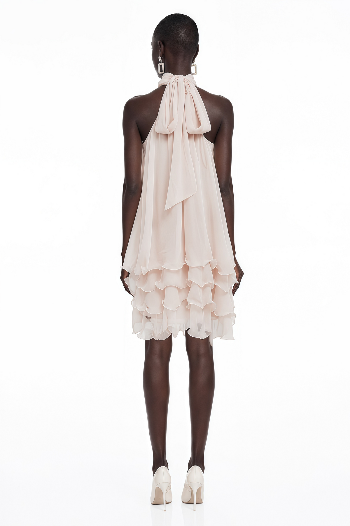 Haki Pink Sleeveless Tiered Ruffled Mini Dress