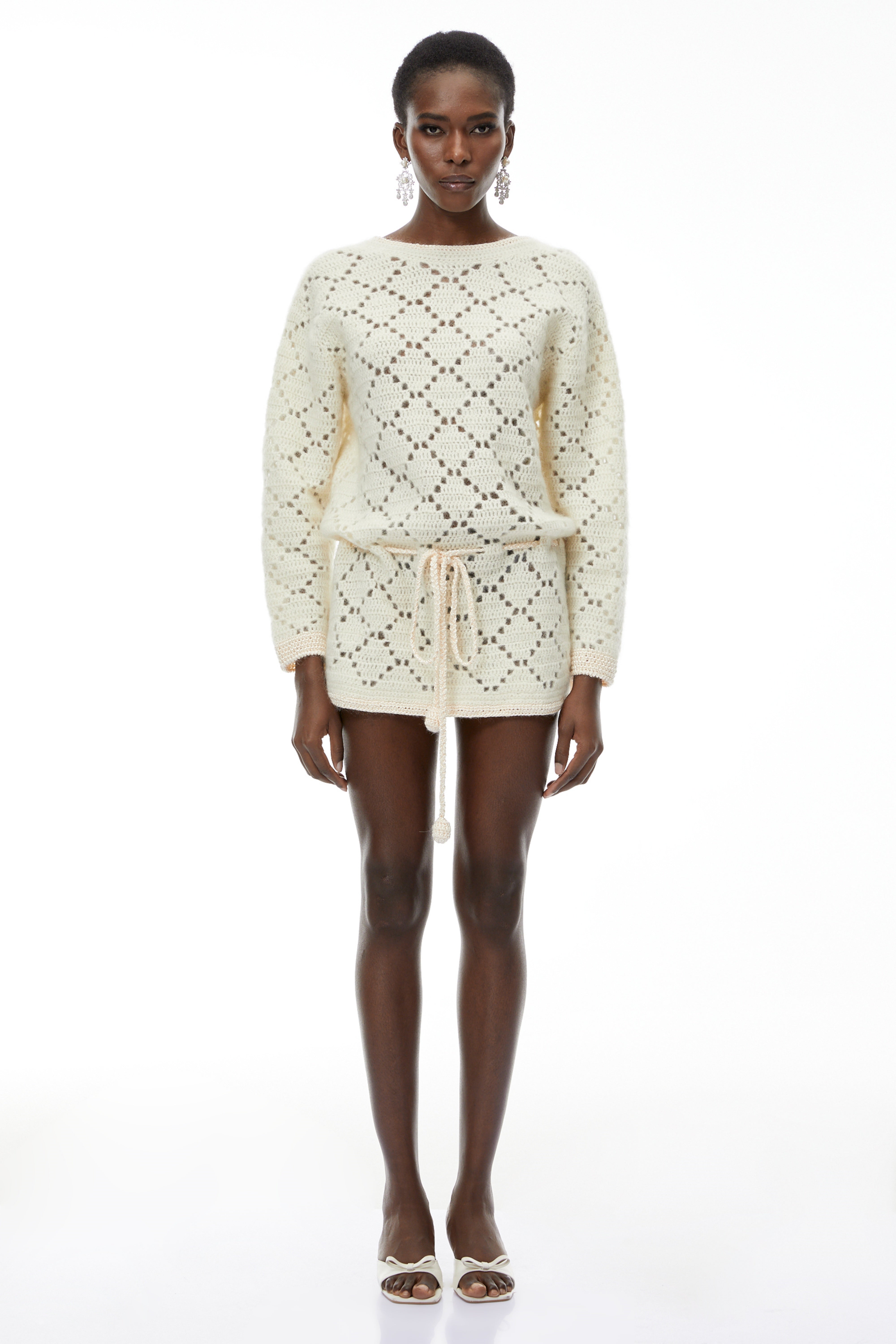 Harper Cream White Open Back Knit Mini Dress