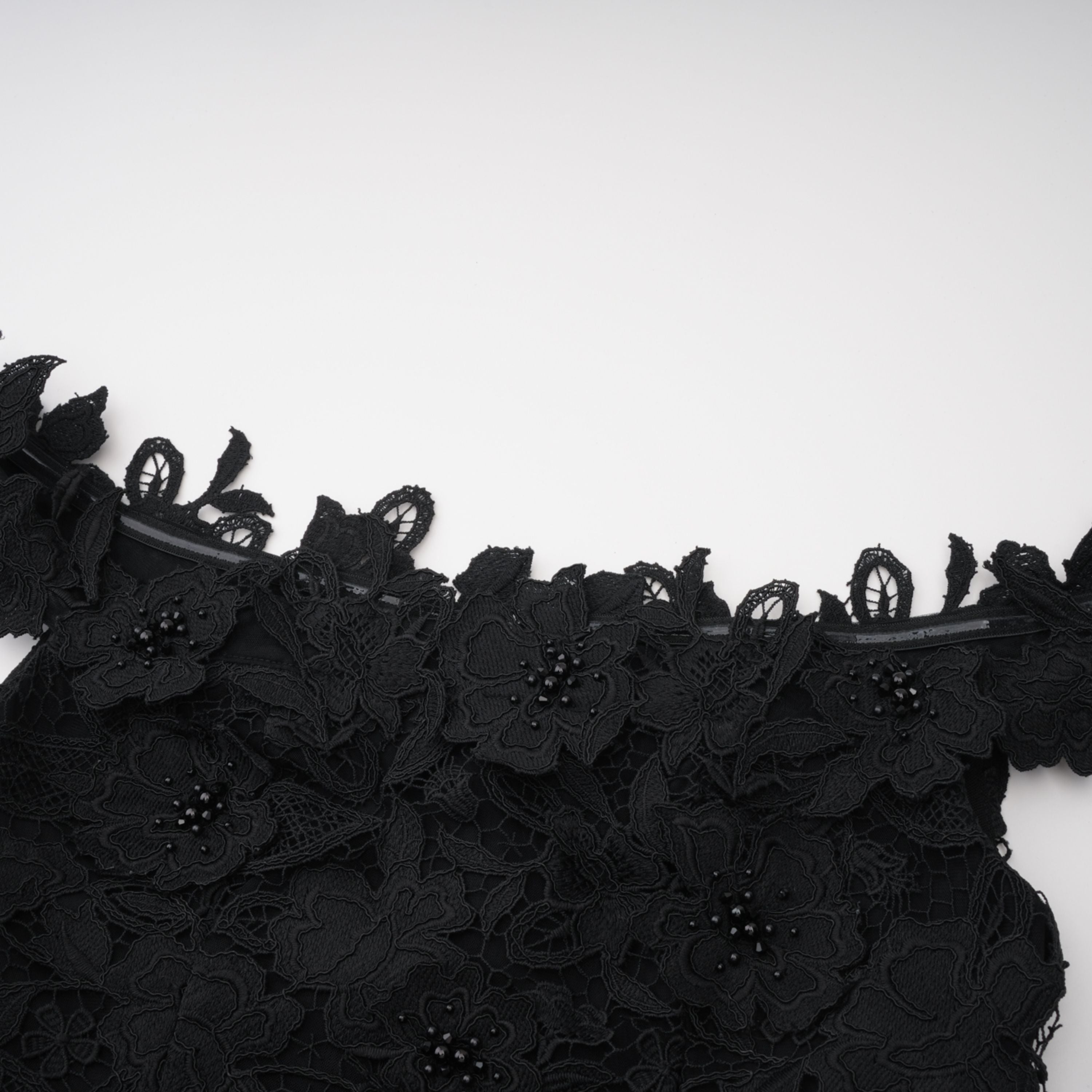 Hecate Black Beaded Lace Maxi Dress with 3D Florals (Final Sale-US Only)